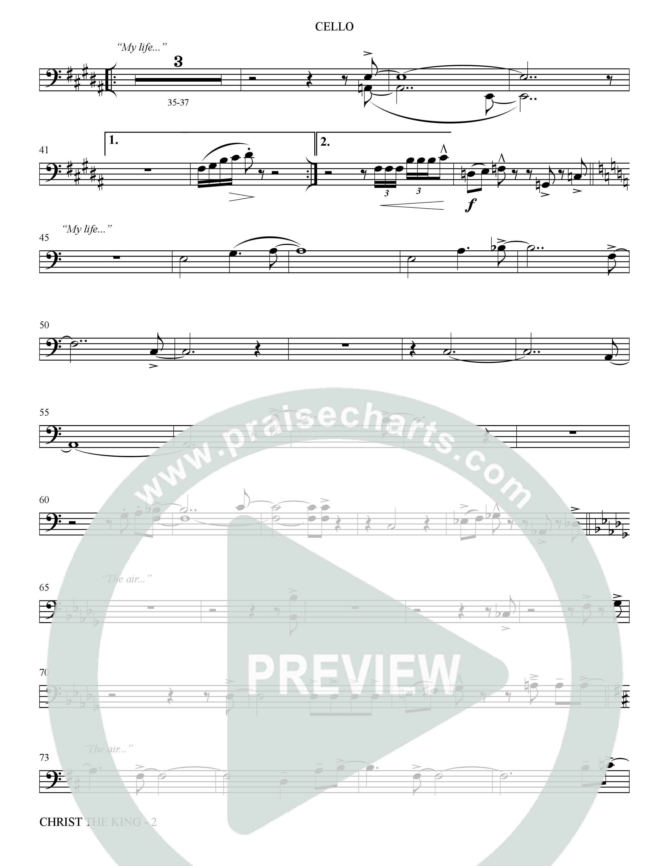 Christ The King (Choral Anthem SATB) Cello (The Brooklyn Tabernacle Choir / Arr. Carol Cymbala)