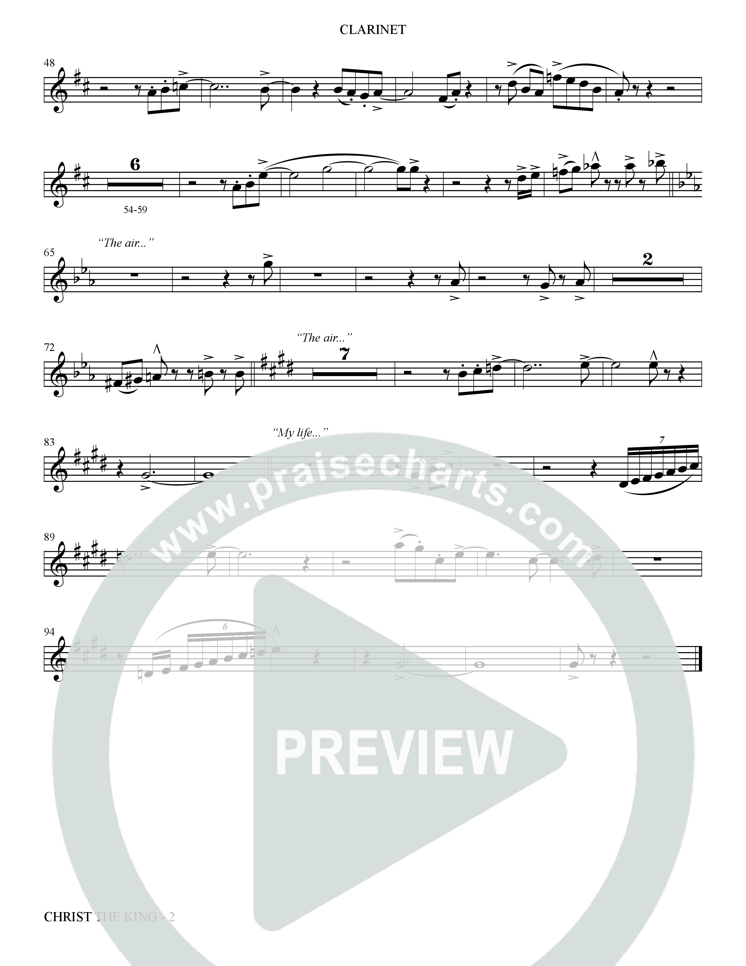 Christ The King (Choral Anthem SATB) Clarinet (The Brooklyn Tabernacle Choir / Arr. Carol Cymbala)