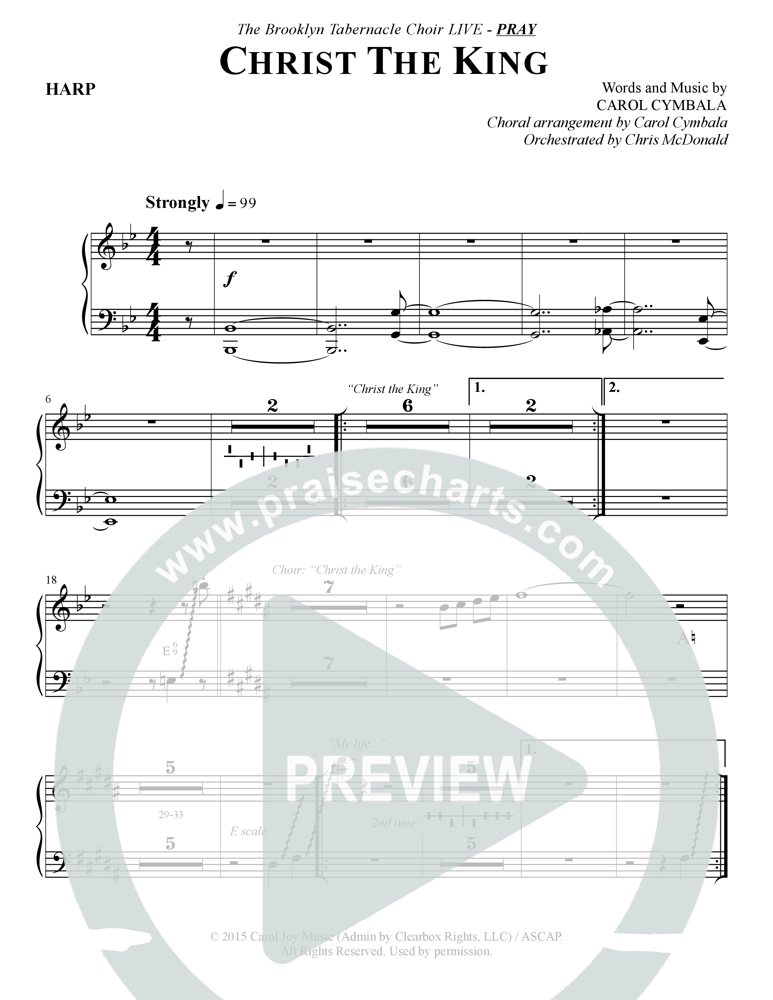Christ The King (Choral Anthem SATB) Harp (The Brooklyn Tabernacle Choir / Arr. Carol Cymbala)