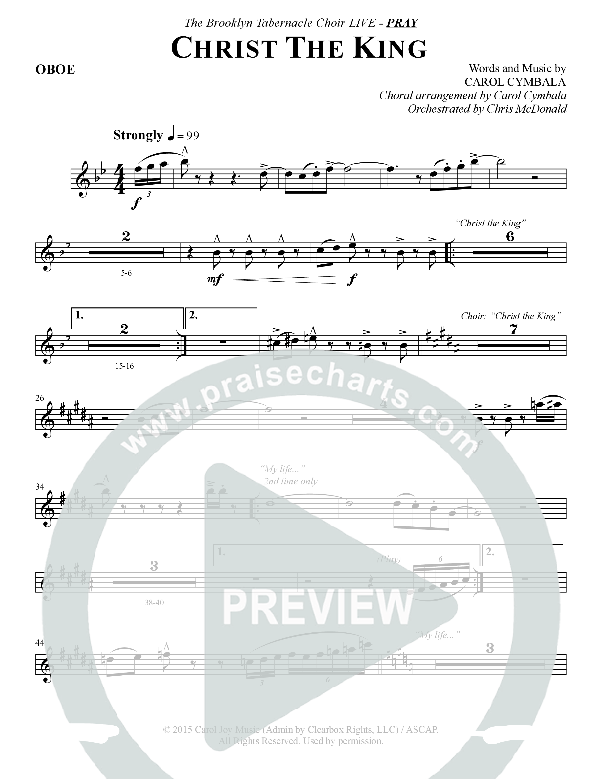 Christ The King (Choral Anthem SATB) Oboe (The Brooklyn Tabernacle Choir / Arr. Carol Cymbala)