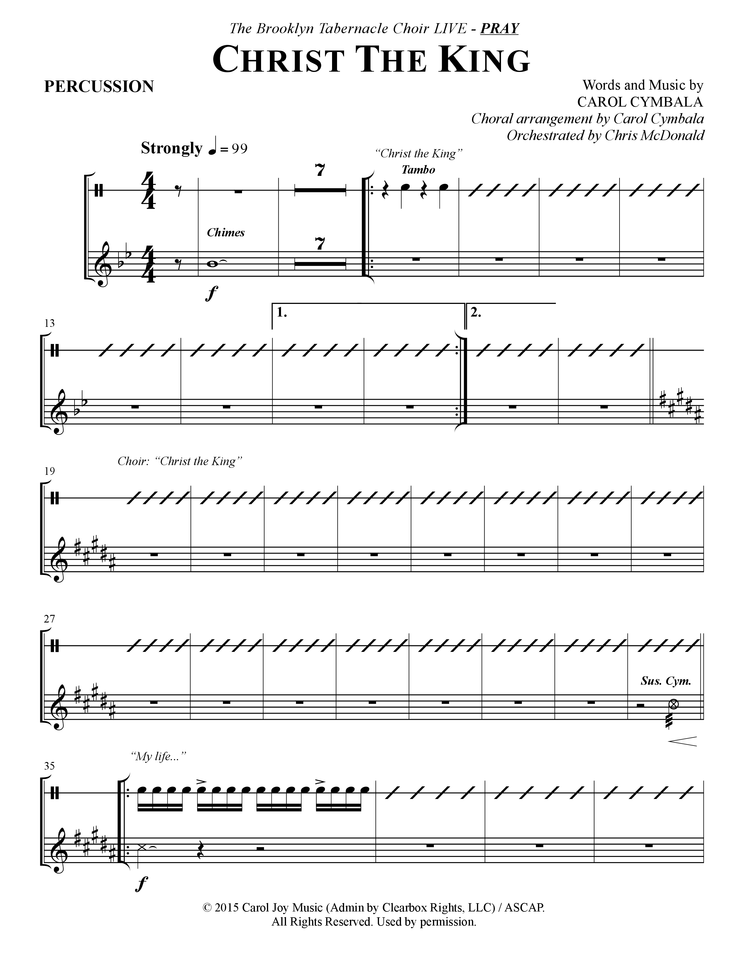 Christ The King (Choral Anthem SATB) Percussion (The Brooklyn Tabernacle Choir / Arr. Carol Cymbala)