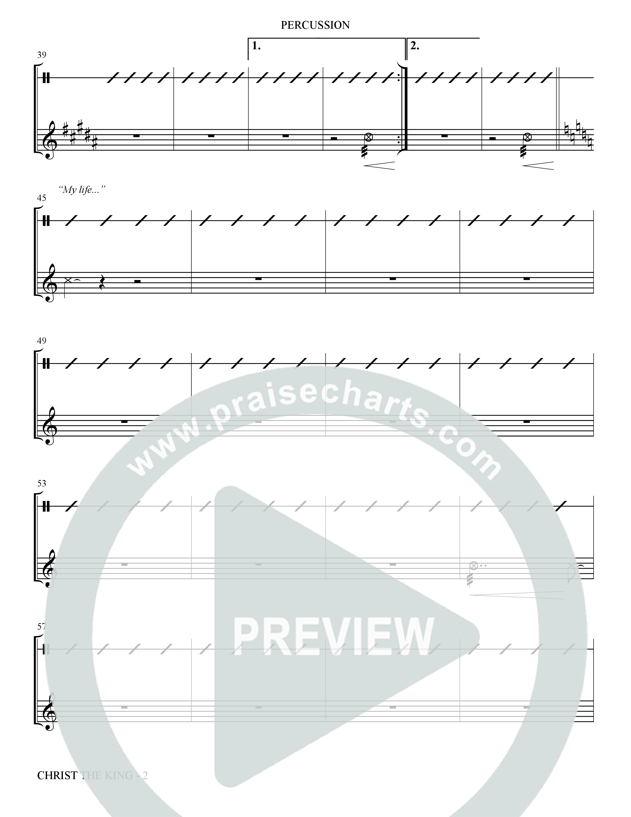 Christ The King (Choral Anthem SATB) Percussion (The Brooklyn Tabernacle Choir / Arr. Carol Cymbala)