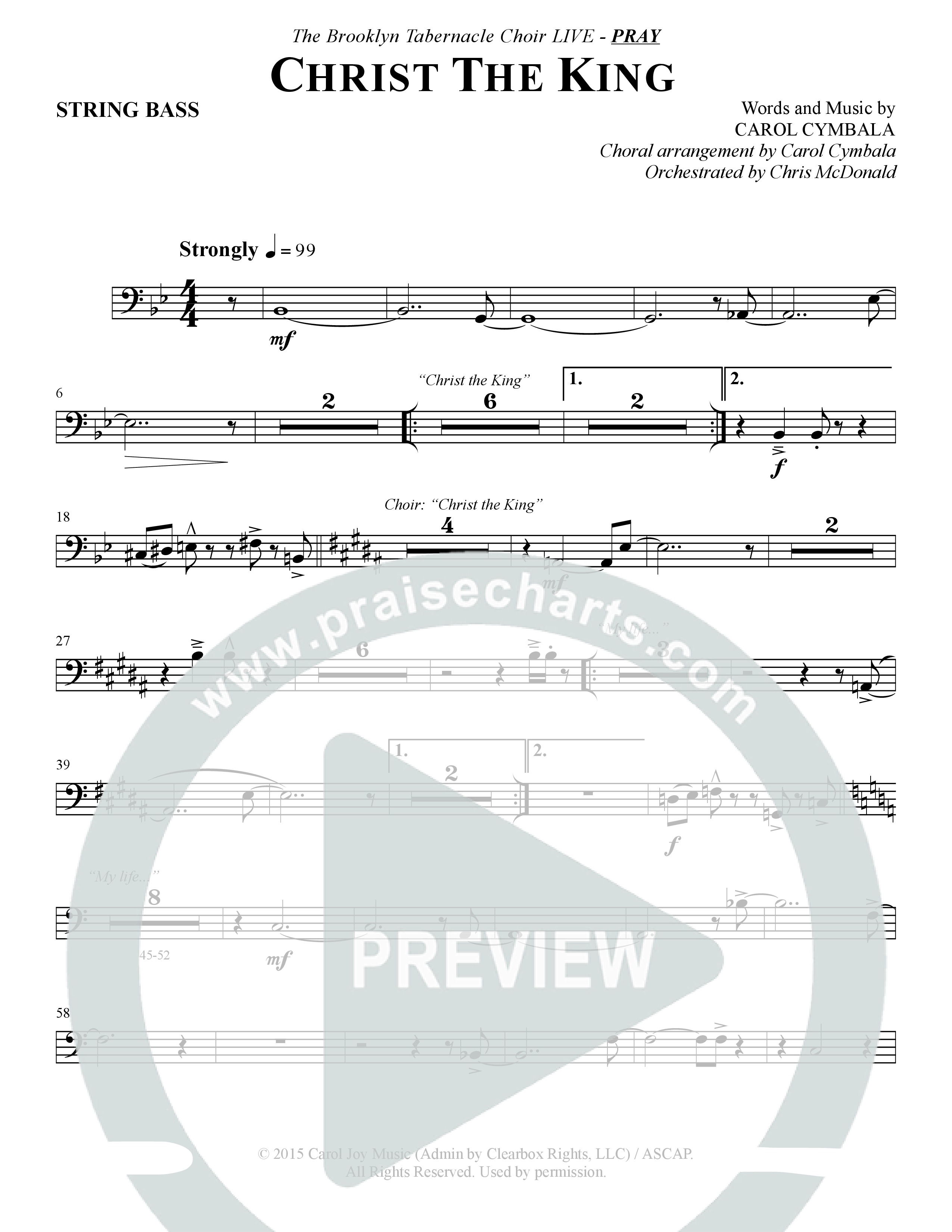 Christ The King (Choral Anthem SATB) String Bass (The Brooklyn Tabernacle Choir / Arr. Carol Cymbala)