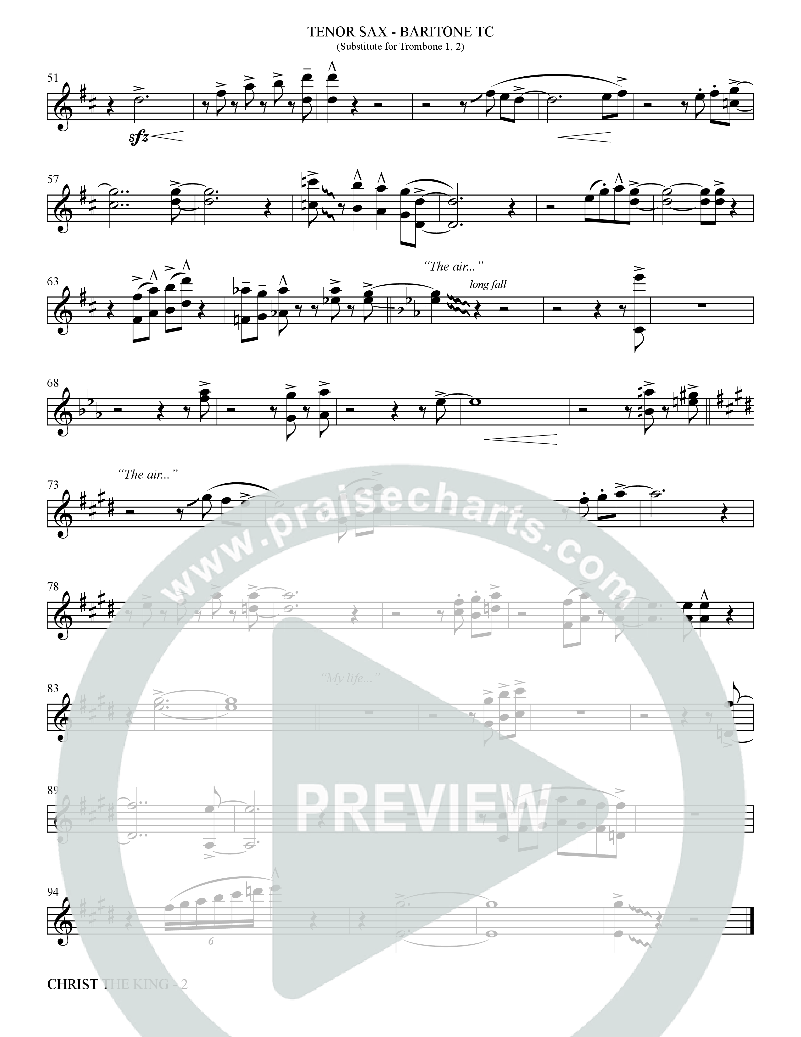 Christ The King (Choral Anthem SATB) Tenor Sax/Baritone T.C. (The Brooklyn Tabernacle Choir / Arr. Carol Cymbala)