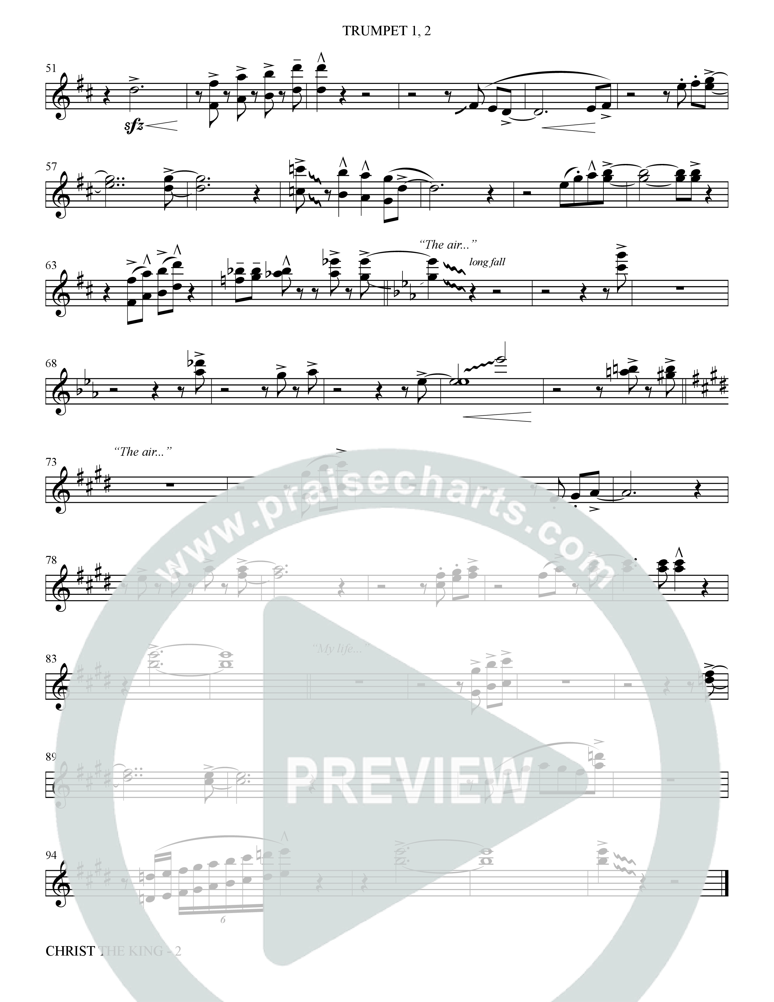 Christ The King (Choral Anthem SATB) Trumpet 1,2 (The Brooklyn Tabernacle Choir / Arr. Carol Cymbala)