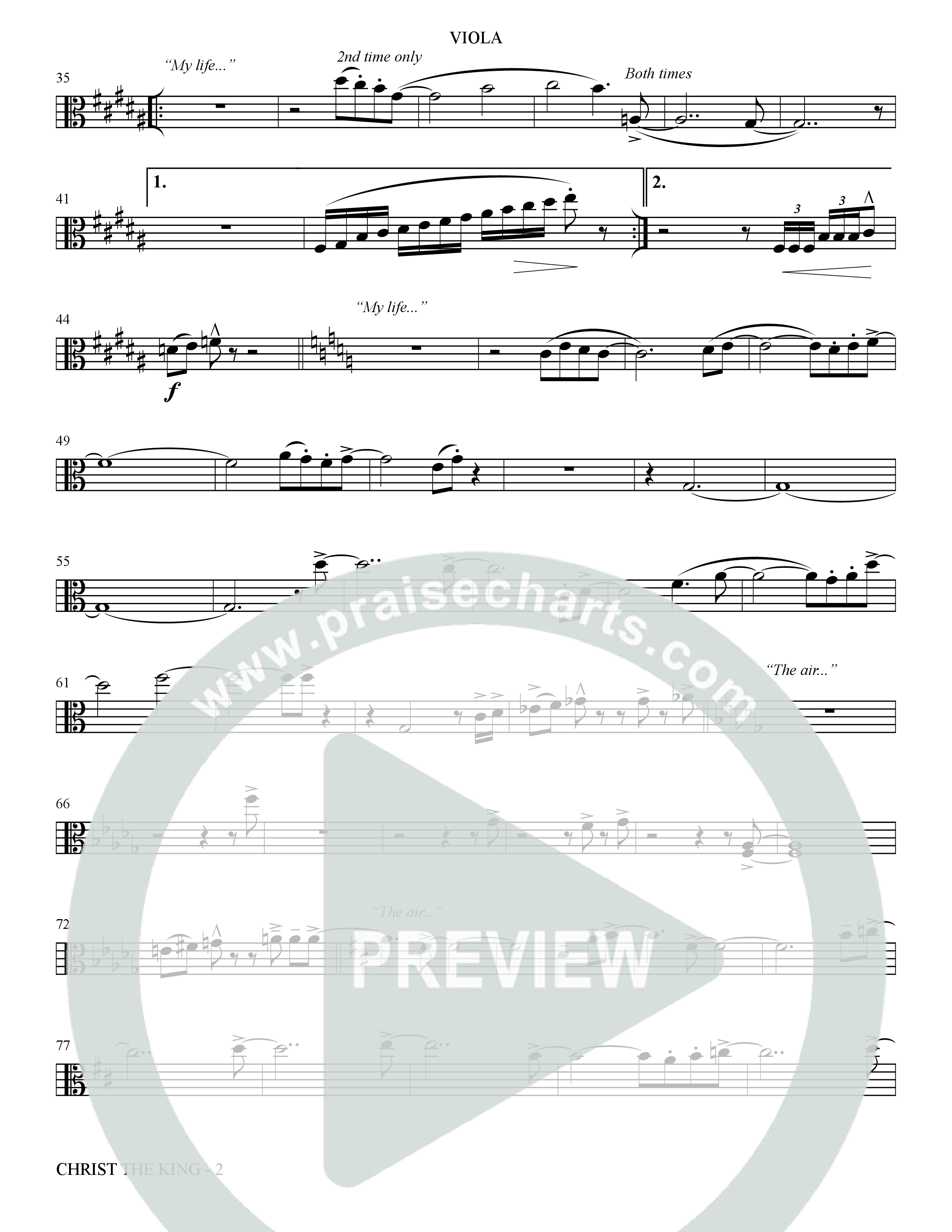 Christ The King (Choral Anthem SATB) Viola (The Brooklyn Tabernacle Choir / Arr. Carol Cymbala)