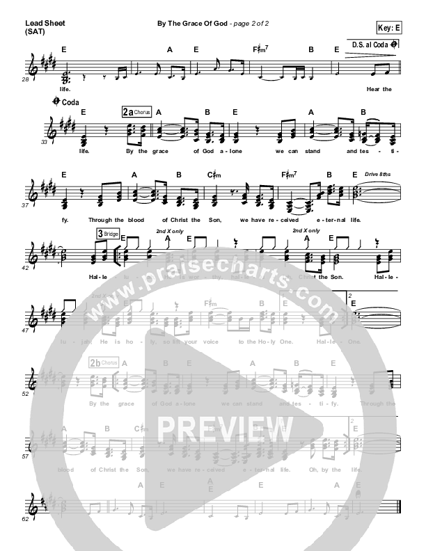 By The Grace Of God Lead Sheet (Gateway Worship)