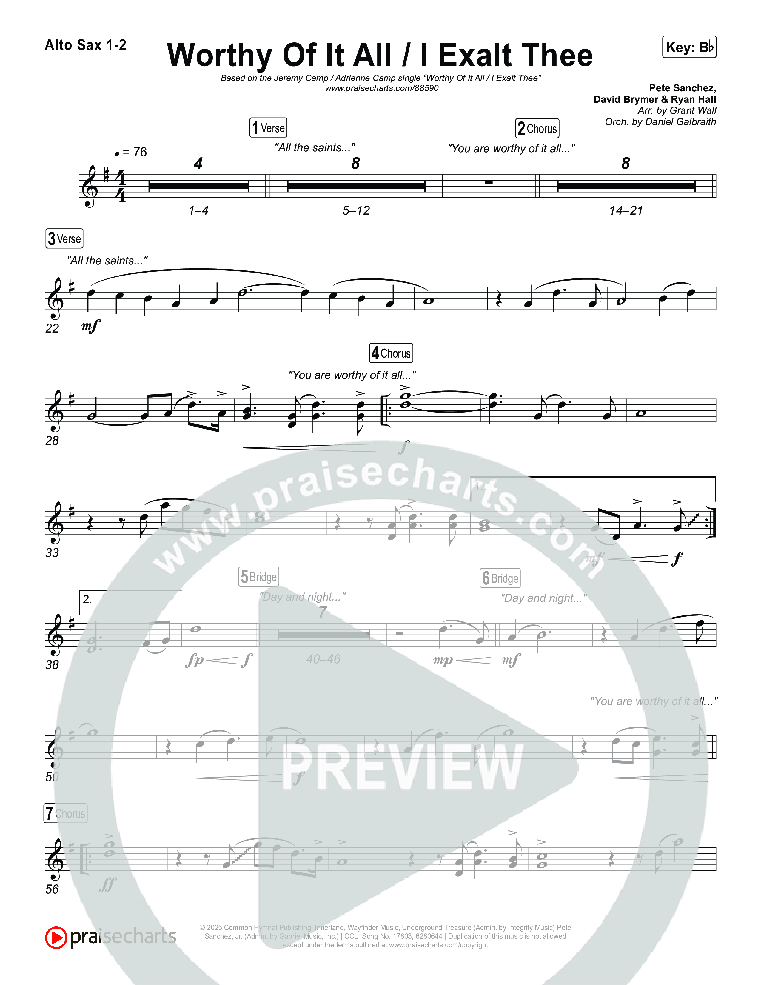 Worthy Of It All / I Exalt Thee Sax Pack (Jeremy Camp / Adrienne Camp)