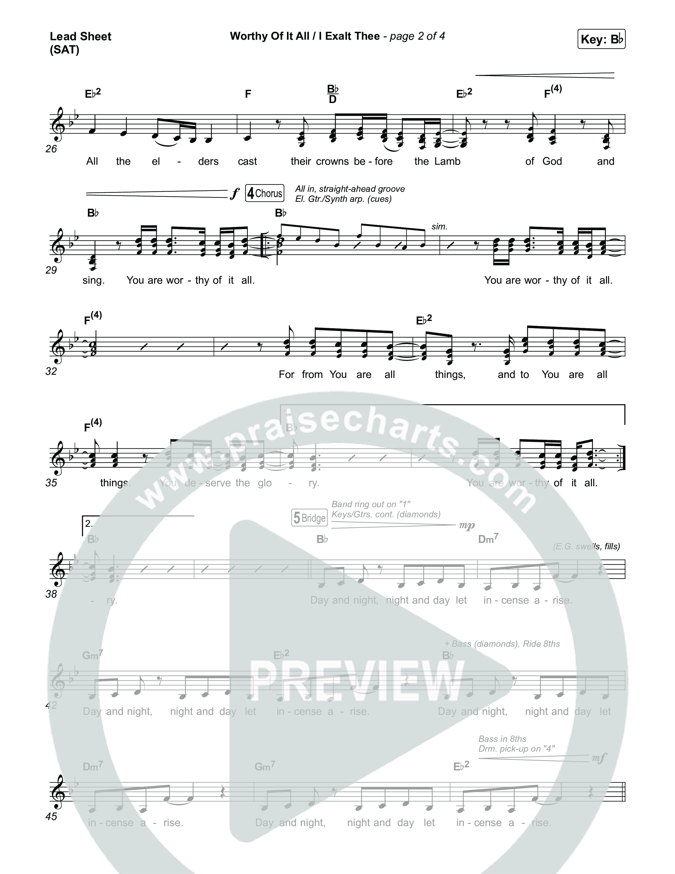 Worthy Of It All / I  Exalt Thee Lead Sheet (SAT) (Jeremy Camp / Adrienne Camp)