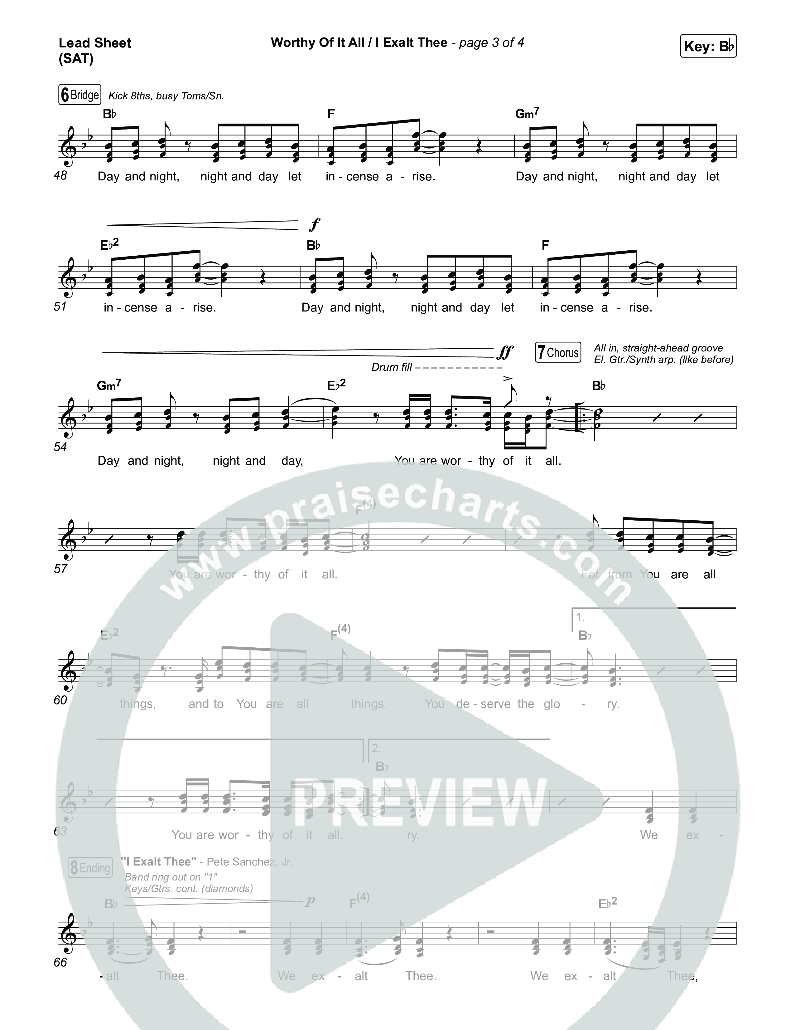 Worthy Of It All / I  Exalt Thee Lead Sheet (SAT) (Jeremy Camp / Adrienne Camp)