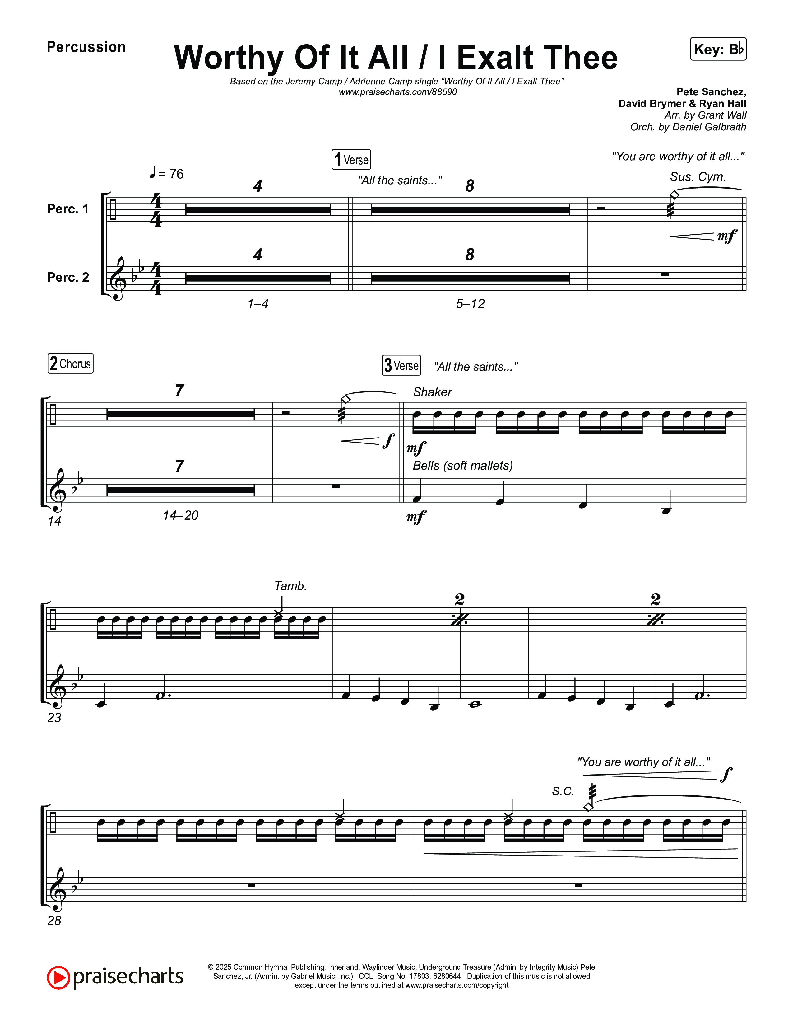 Worthy Of It All / I  Exalt Thee Percussion (Jeremy Camp / Adrienne Camp)