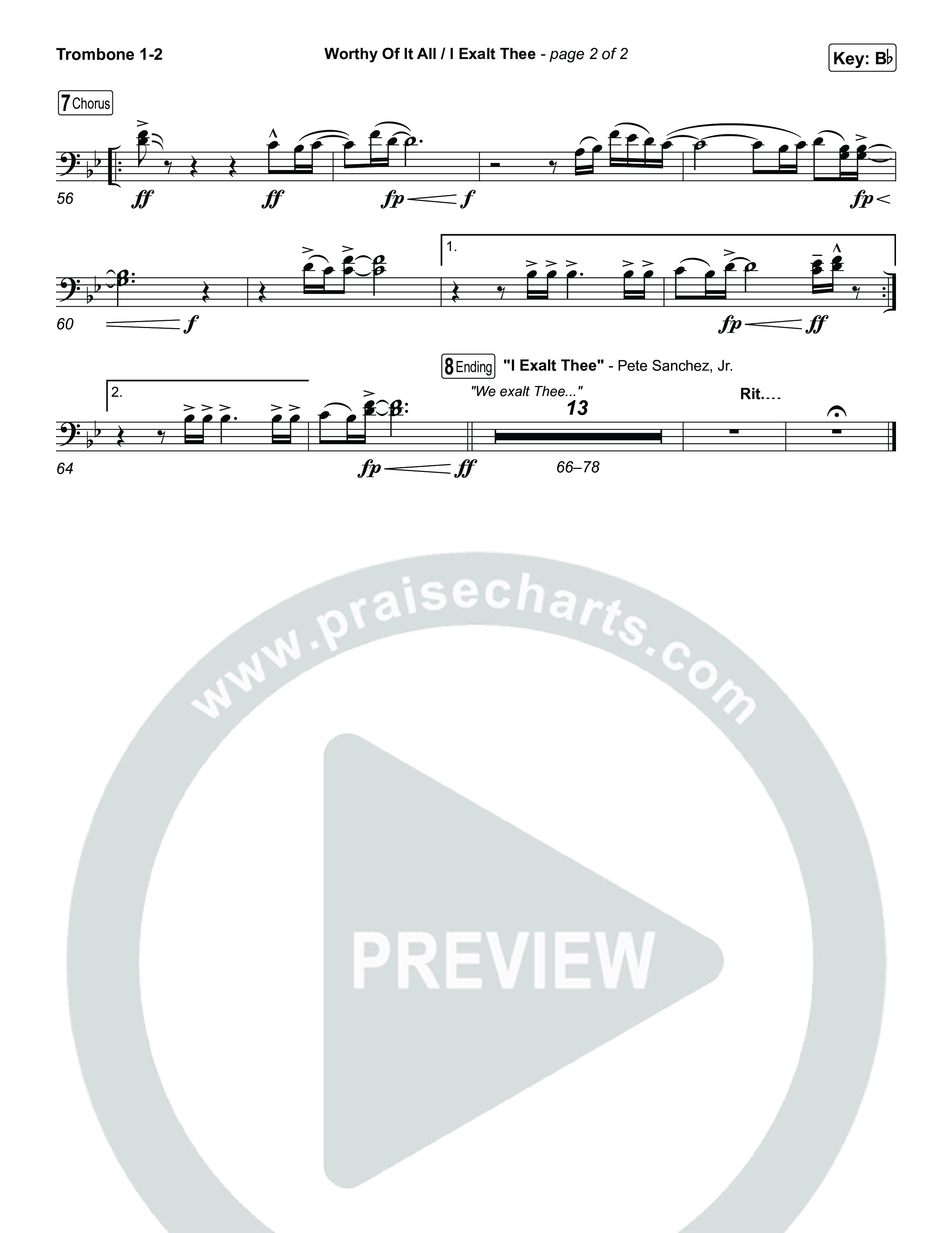 Worthy Of It All / I  Exalt Thee Trombone 1,2 (Jeremy Camp / Adrienne Camp)