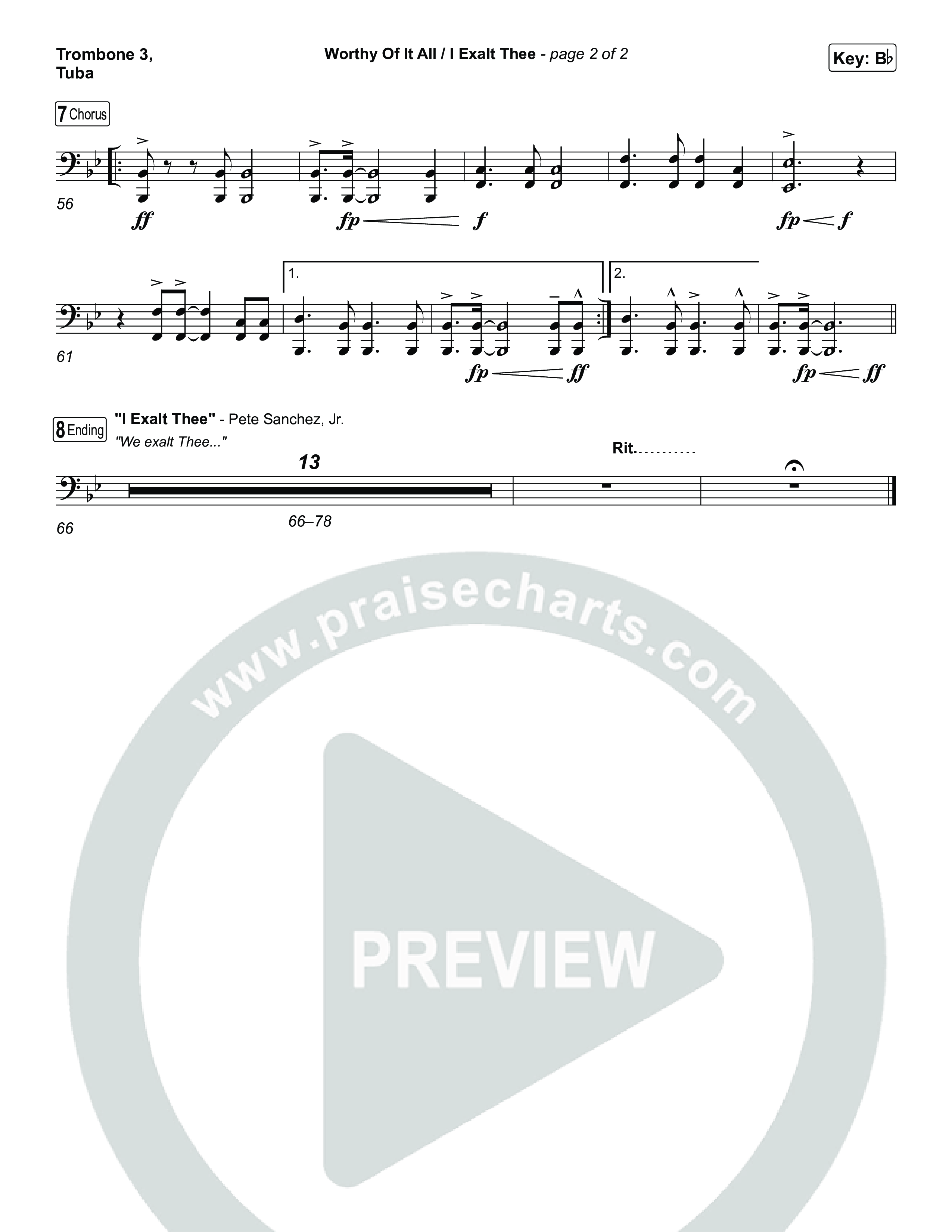 Worthy Of It All / I  Exalt Thee Trombone 3/Tuba (Jeremy Camp / Adrienne Camp)