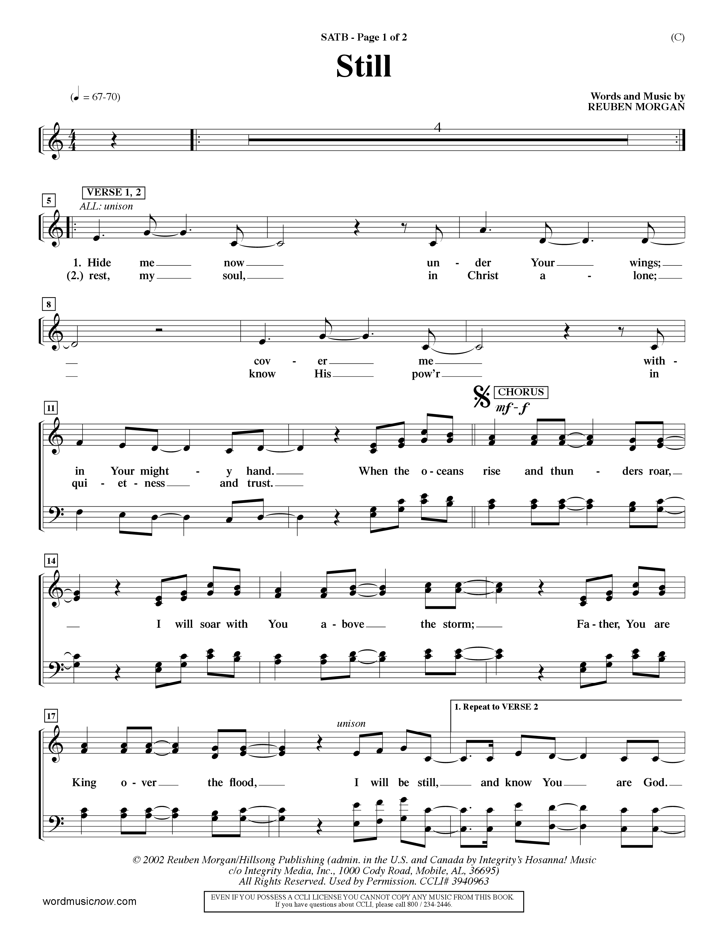 Still (Choral Anthem SATB) Choir Sheet (SATB) (Word Music Choral / Orch. Dave Williamson)