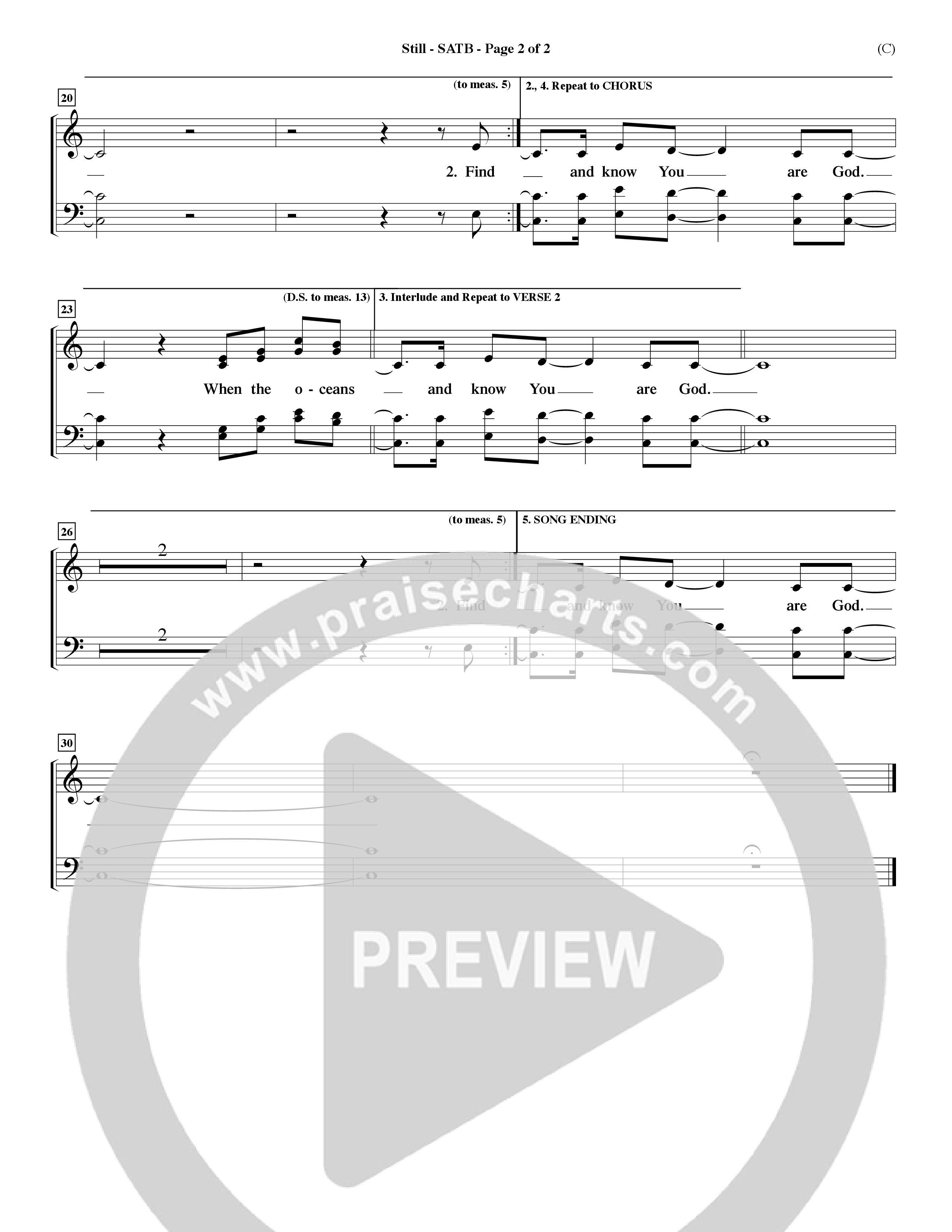 Still (Choral Anthem SATB) Choir Sheet (SATB) (Word Music Choral / Orch. Dave Williamson)