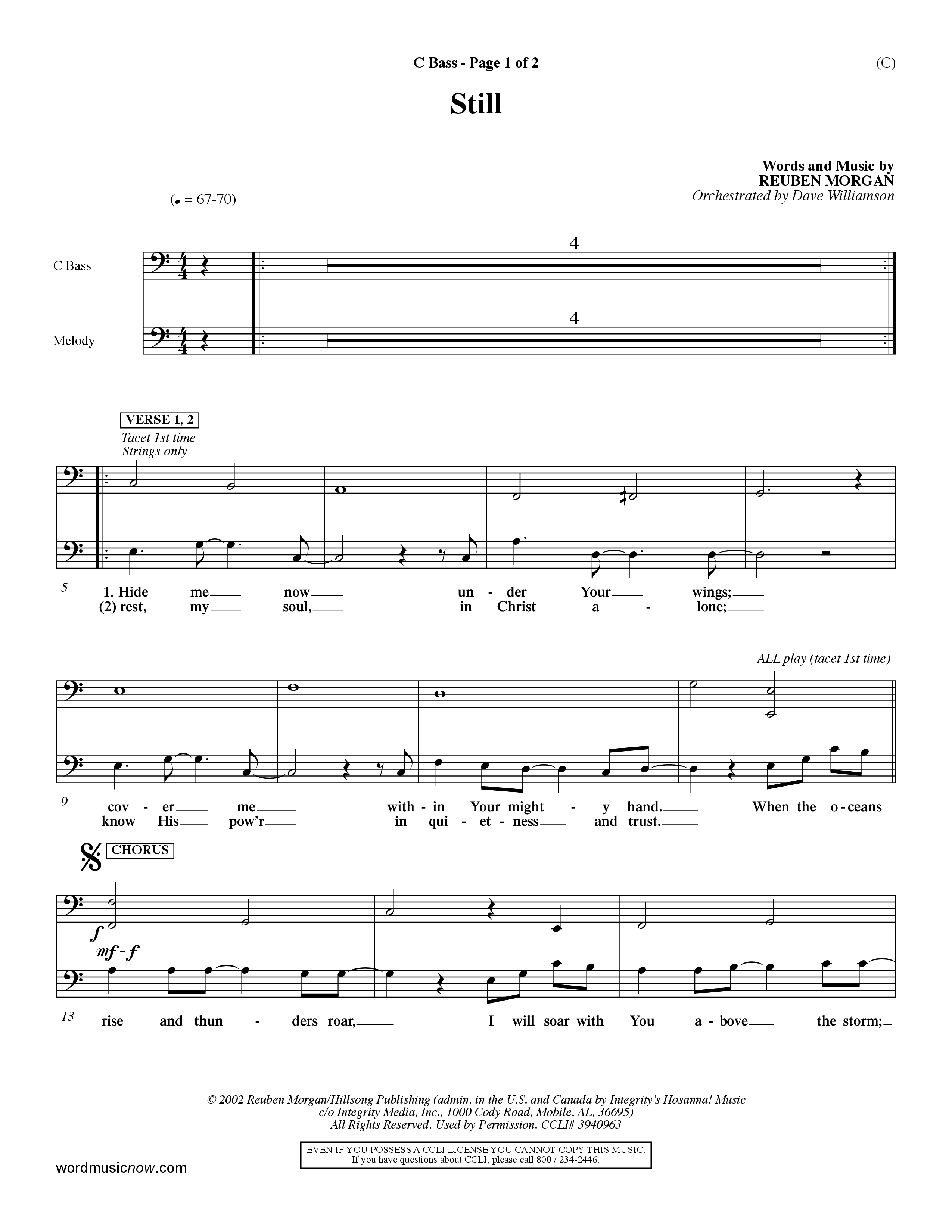 Still (Choral Anthem SATB) Contrabass (Word Music Choral / Orch. Dave Williamson)