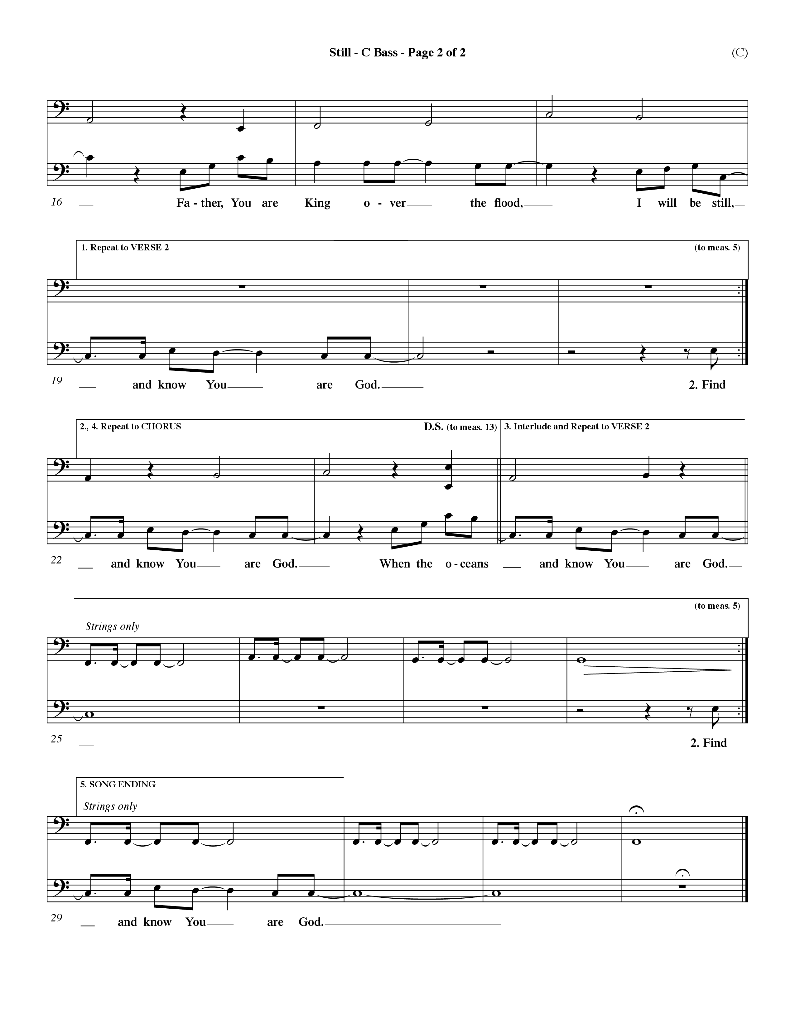 Still (Choral Anthem SATB) Contrabass (Word Music Choral / Orch. Dave Williamson)