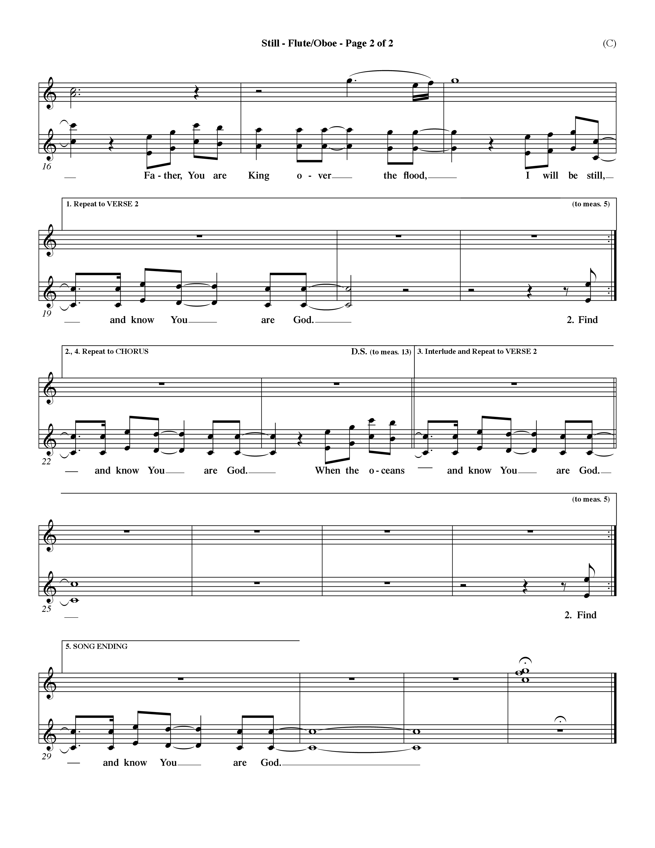 Still (Choral Anthem SATB) Flute/Oboe (Word Music Choral / Orch. Dave Williamson)