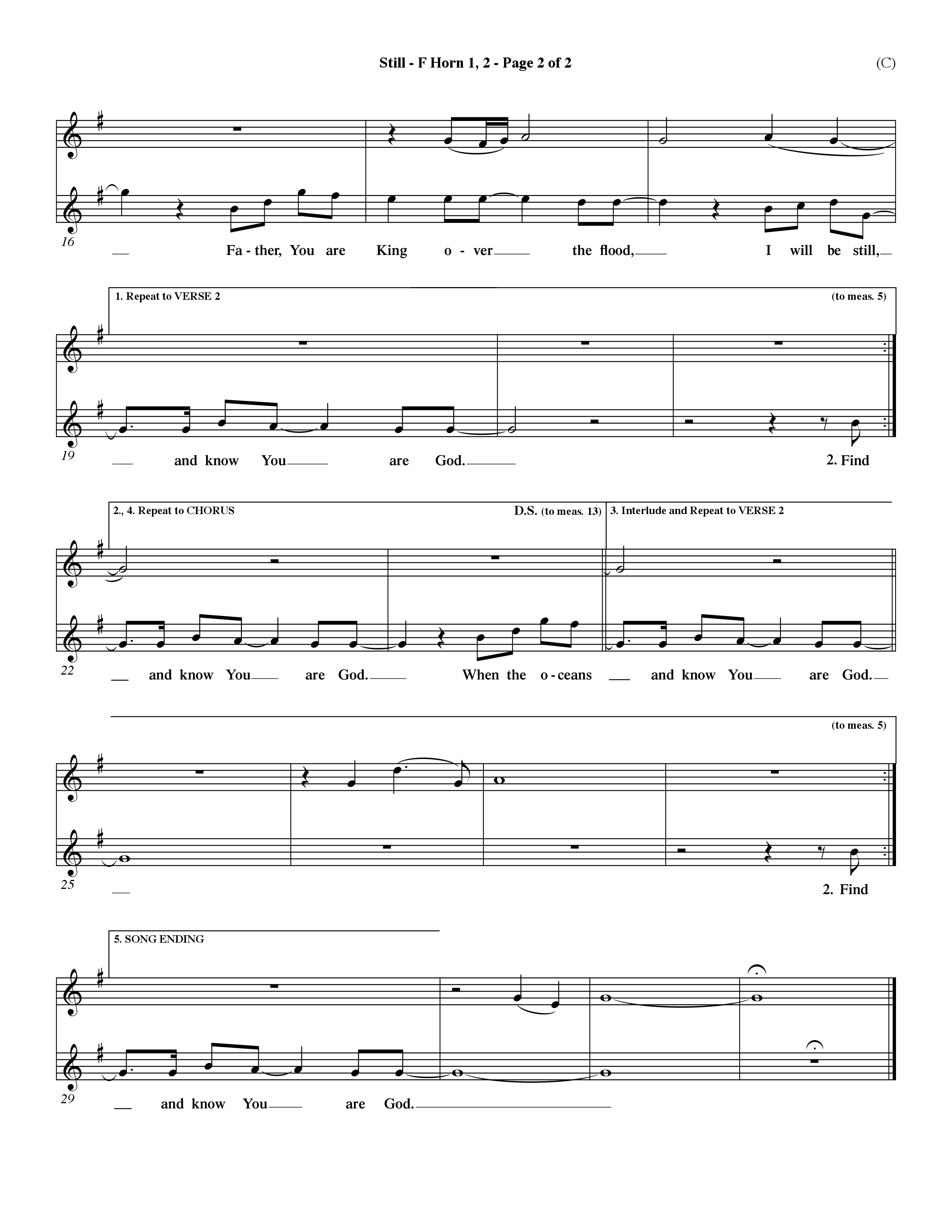 Still (Choral Anthem SATB) French Horn (Word Music Choral / Orch. Dave Williamson)