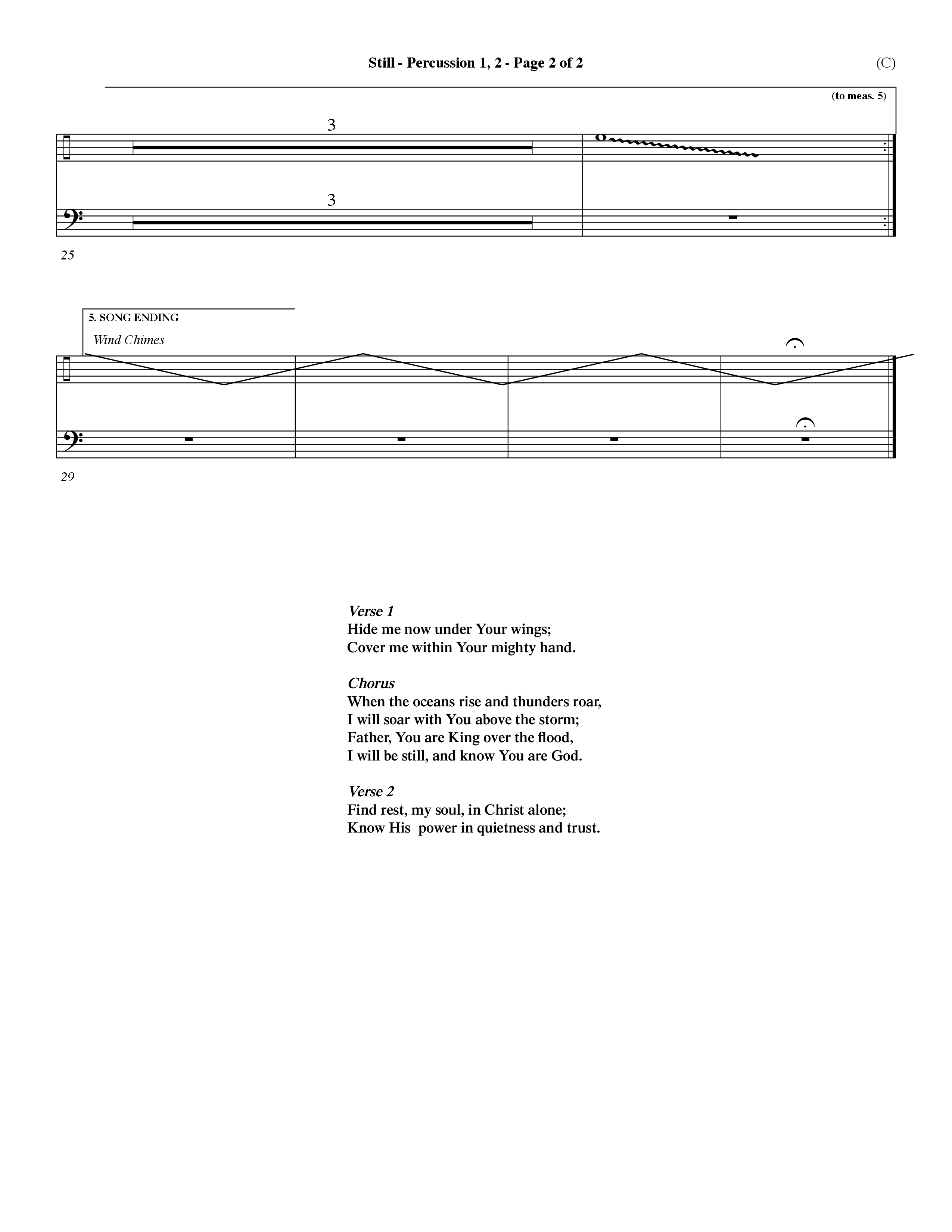 Still (Choral Anthem SATB) Percussion 1/2 (Word Music Choral / Orch. Dave Williamson)