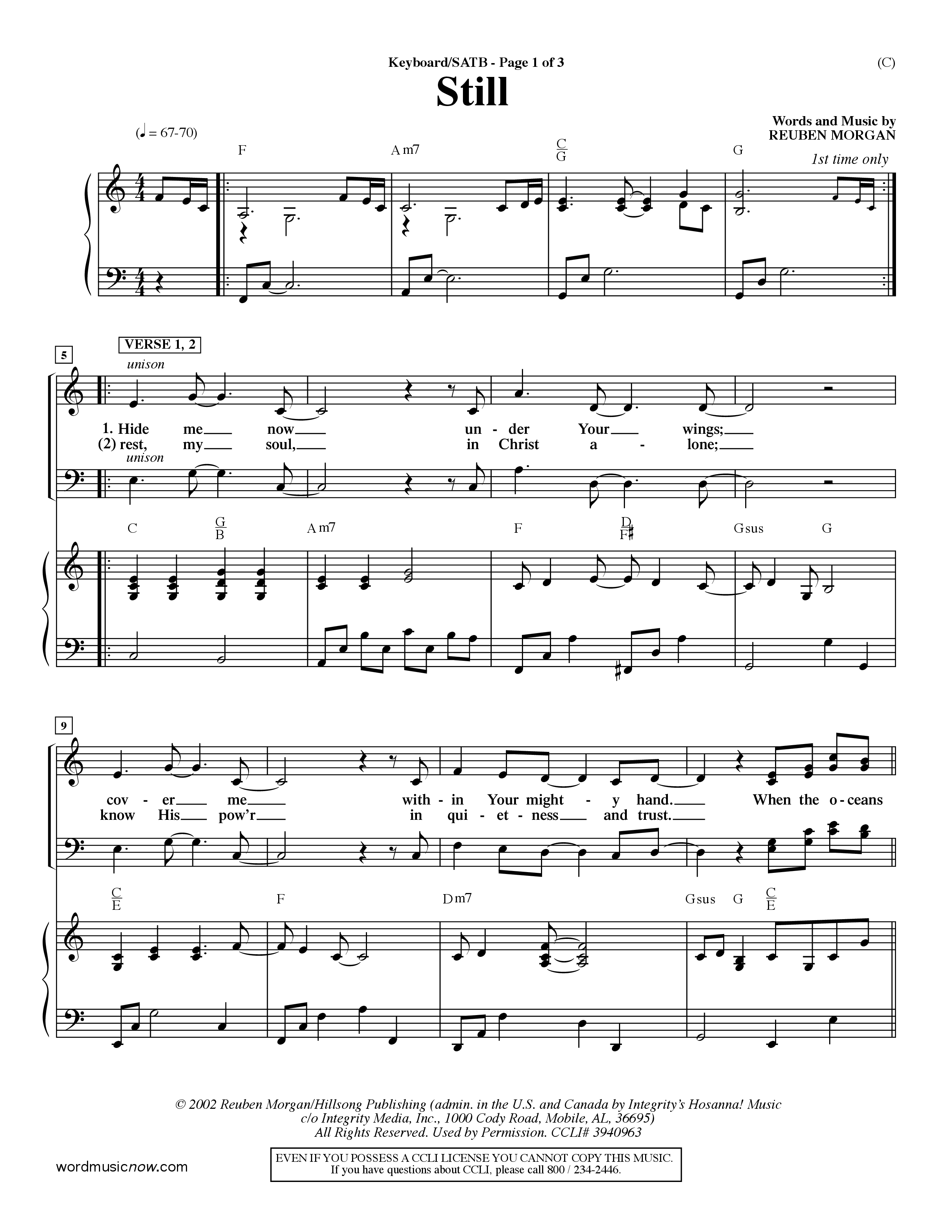 Still (Choral Anthem SATB) Keyboard/Vocal (SATB) (Word Music Choral / Orch. Dave Williamson)