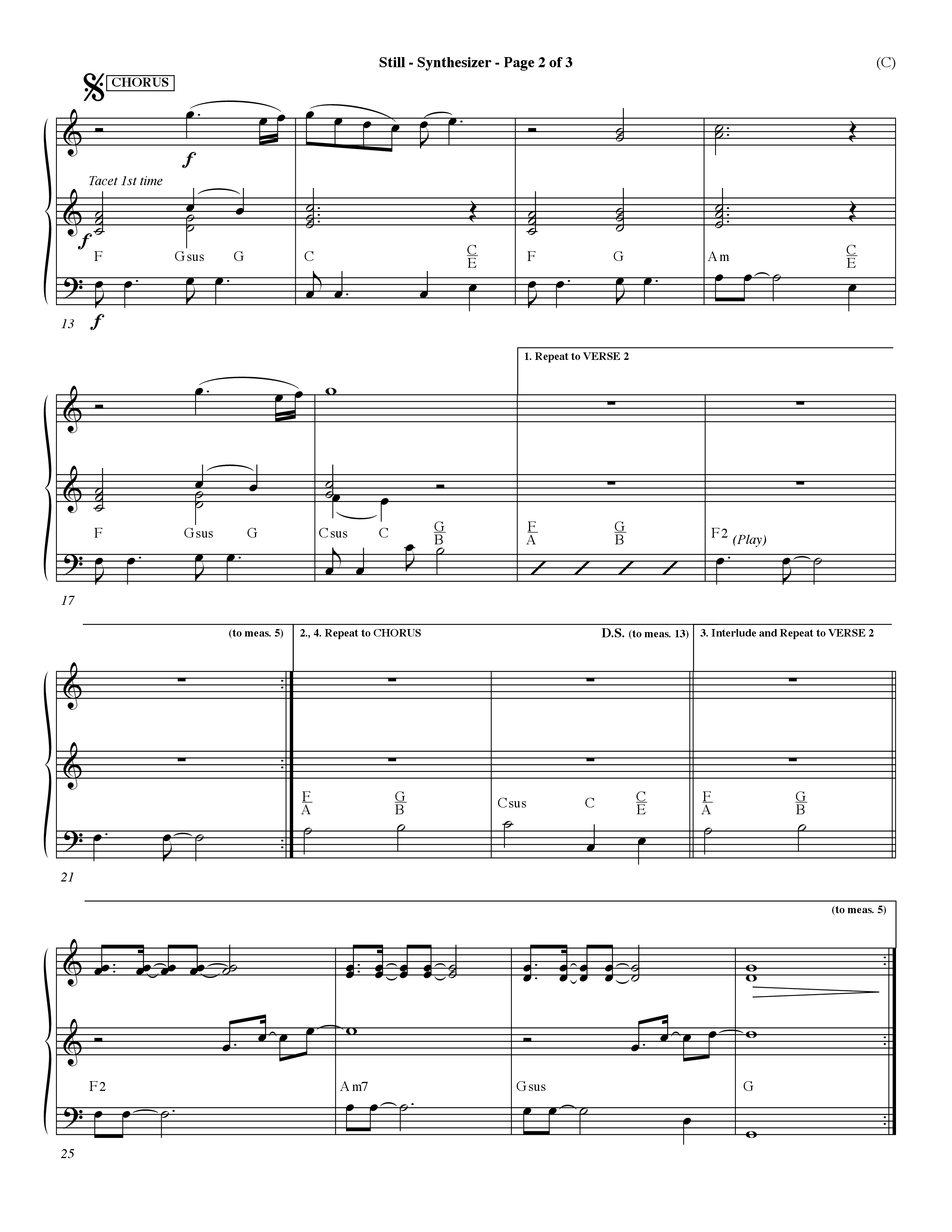 Still (Choral Anthem SATB) Synth (Word Music Choral / Orch. Dave Williamson)