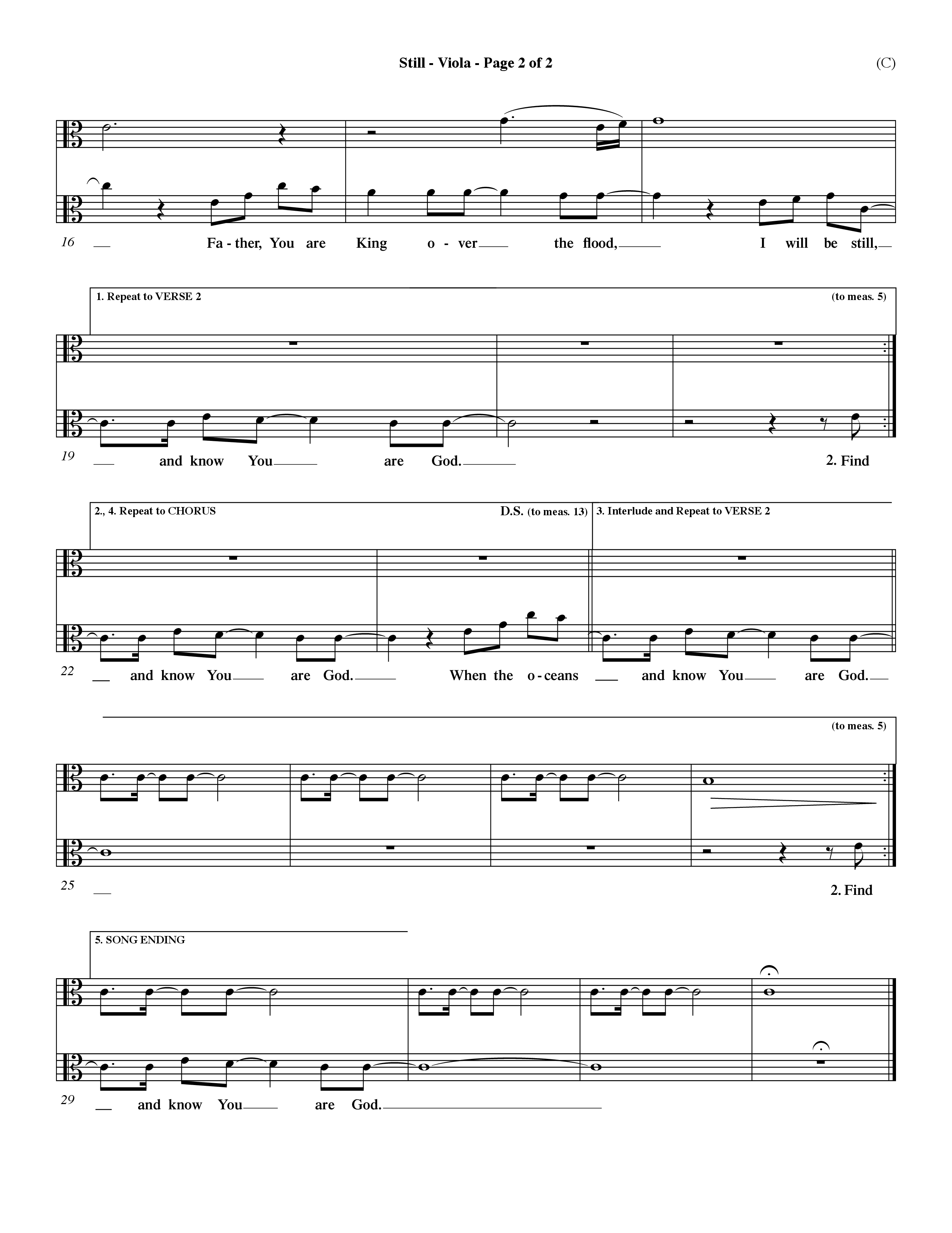 Still (Choral Anthem SATB) Viola (Word Music Choral / Orch. Dave Williamson)