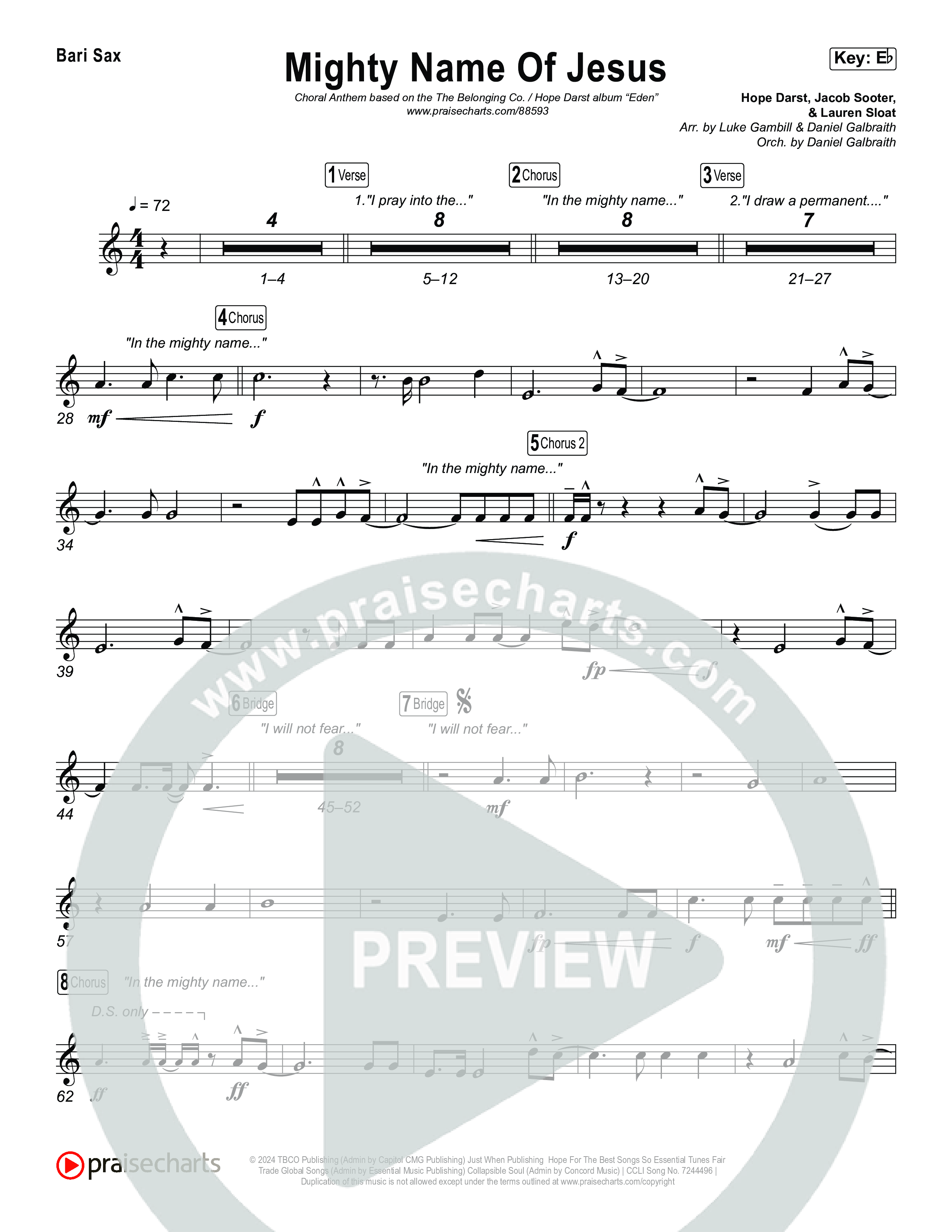 Mighty Name Of Jesus (Choral Anthem SATB) Bari Sax (The Belonging Co / Hope Darst / Arr. Luke Gambill)