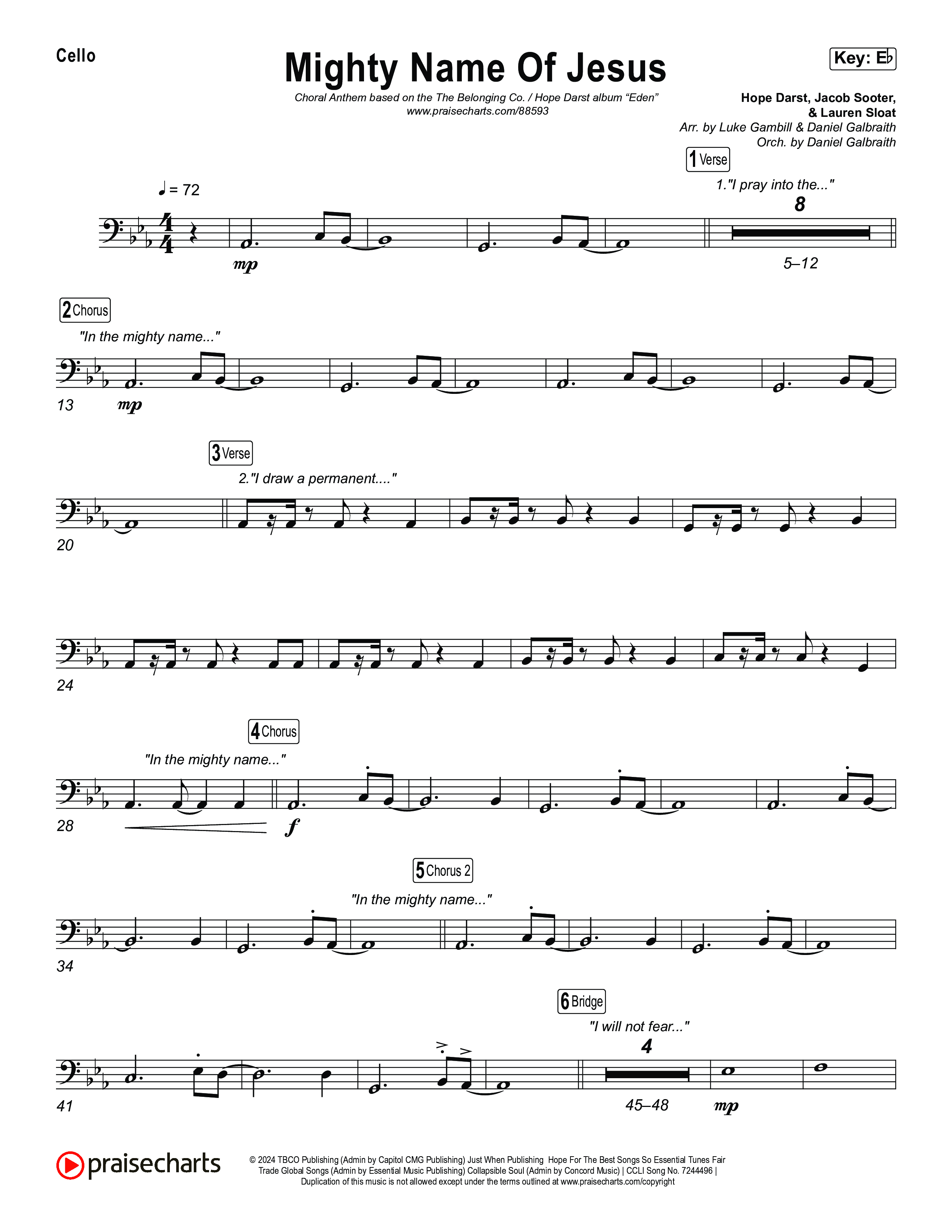 Mighty Name Of Jesus (Choral Anthem SATB) Cello (The Belonging Co / Hope Darst / Arr. Luke Gambill)