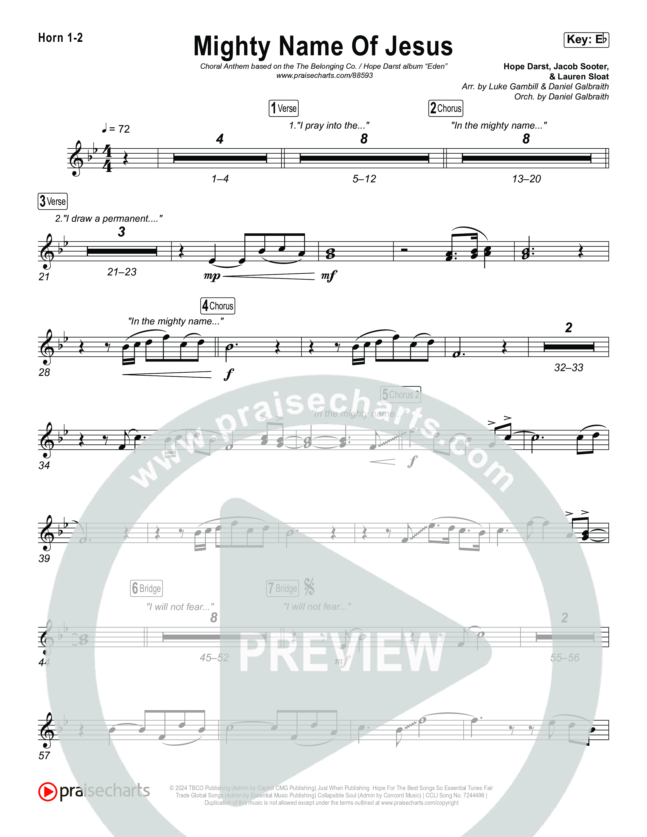 Mighty Name Of Jesus (Choral Anthem SATB) Brass Pack (The Belonging Co / Hope Darst / Arr. Luke Gambill)