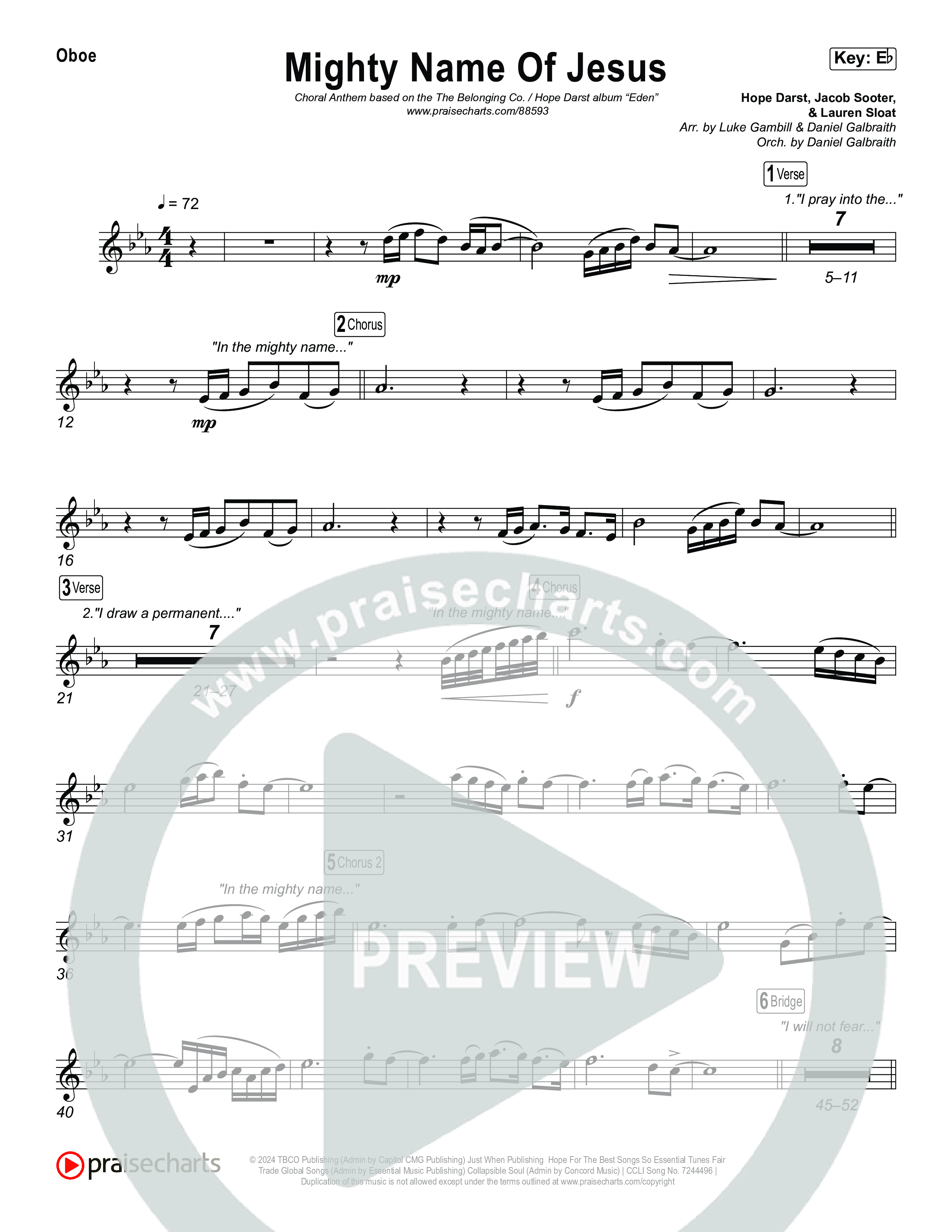 Mighty Name Of Jesus (Choral Anthem SATB) Oboe (The Belonging Co / Hope Darst / Arr. Luke Gambill)