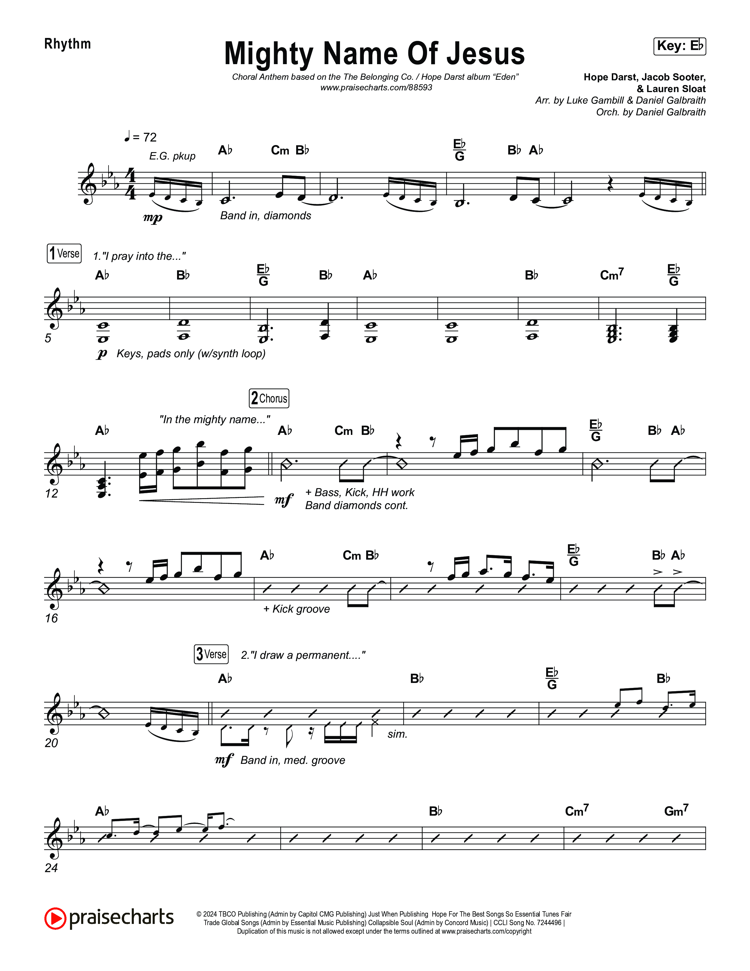 Mighty Name Of Jesus (Choral Anthem SATB) Rhythm Chart (The Belonging Co / Hope Darst / Arr. Luke Gambill)