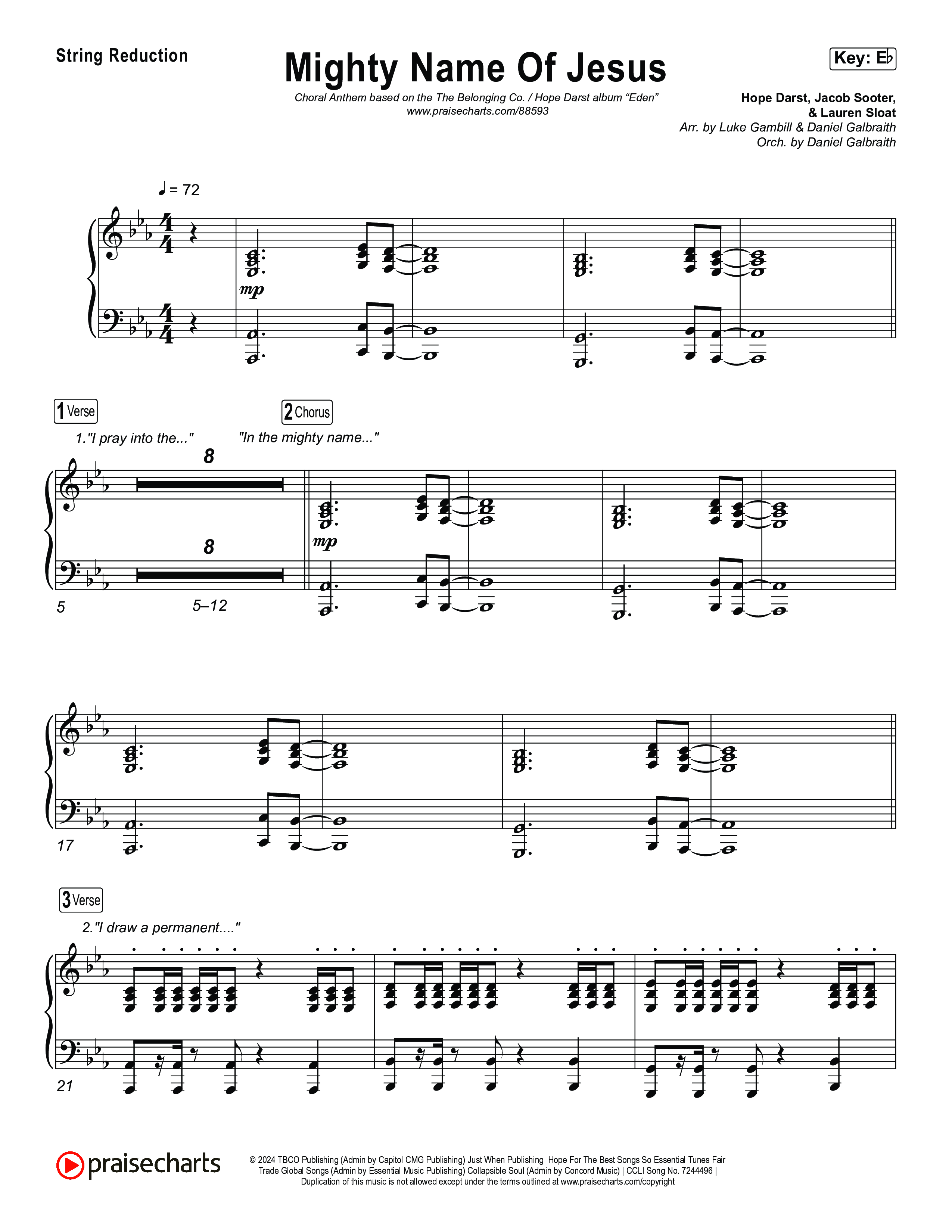 Mighty Name Of Jesus (Choral Anthem SATB) String Reduction (The Belonging Co / Hope Darst / Arr. Luke Gambill)