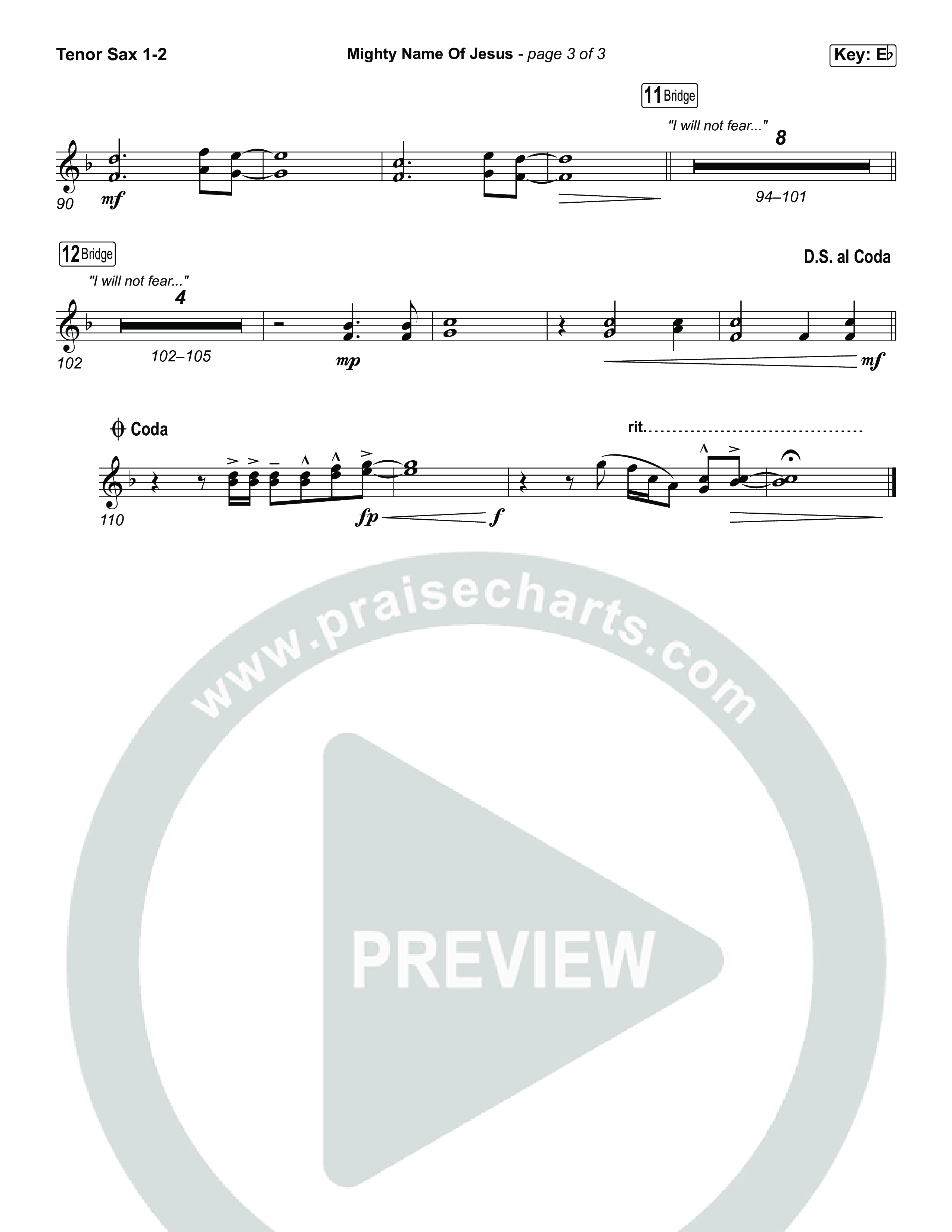 Mighty Name Of Jesus (Choral Anthem SATB) Tenor Sax 1,2 (The Belonging Co / Hope Darst / Arr. Luke Gambill)