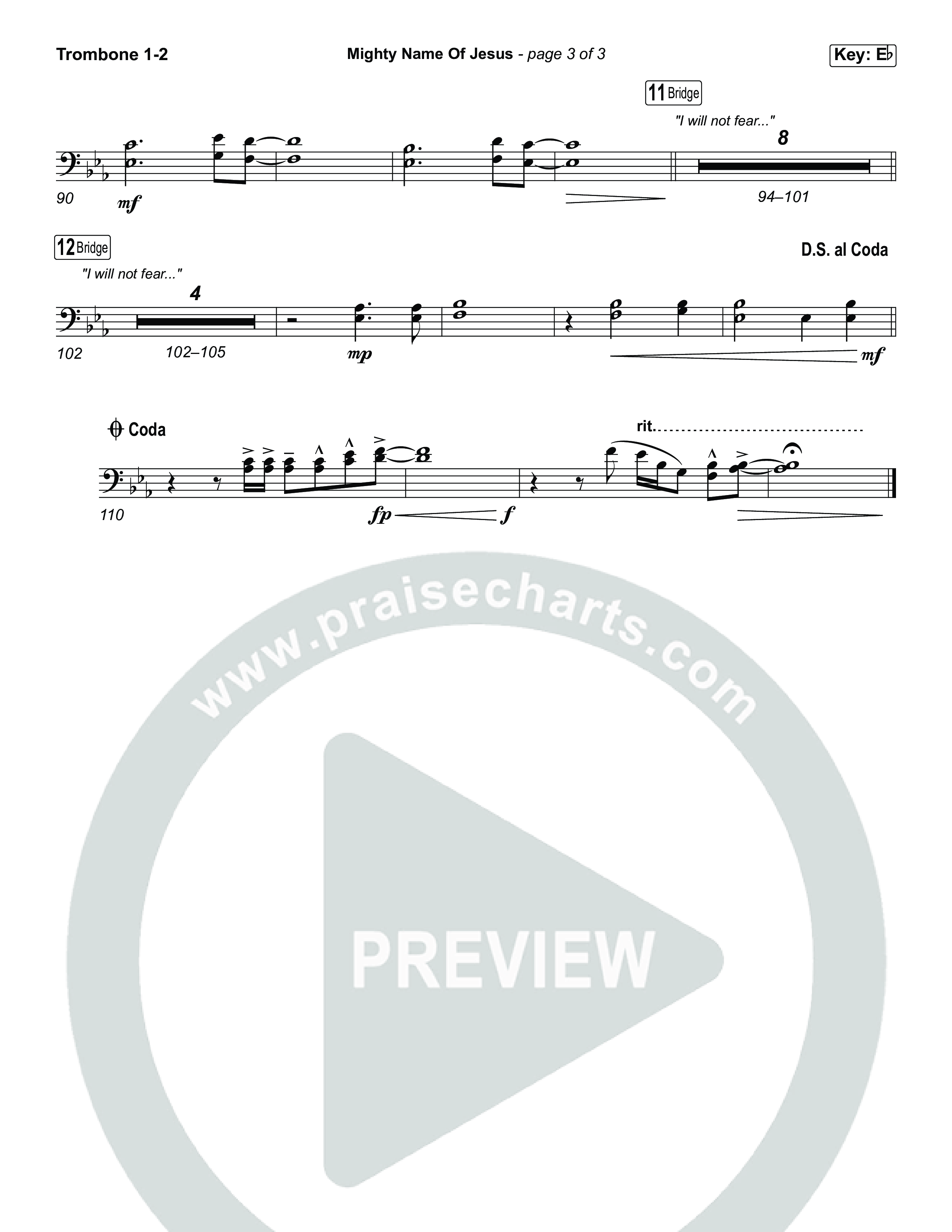 Mighty Name Of Jesus (Choral Anthem SATB) Trombone 1,2 (The Belonging Co / Hope Darst / Arr. Luke Gambill)