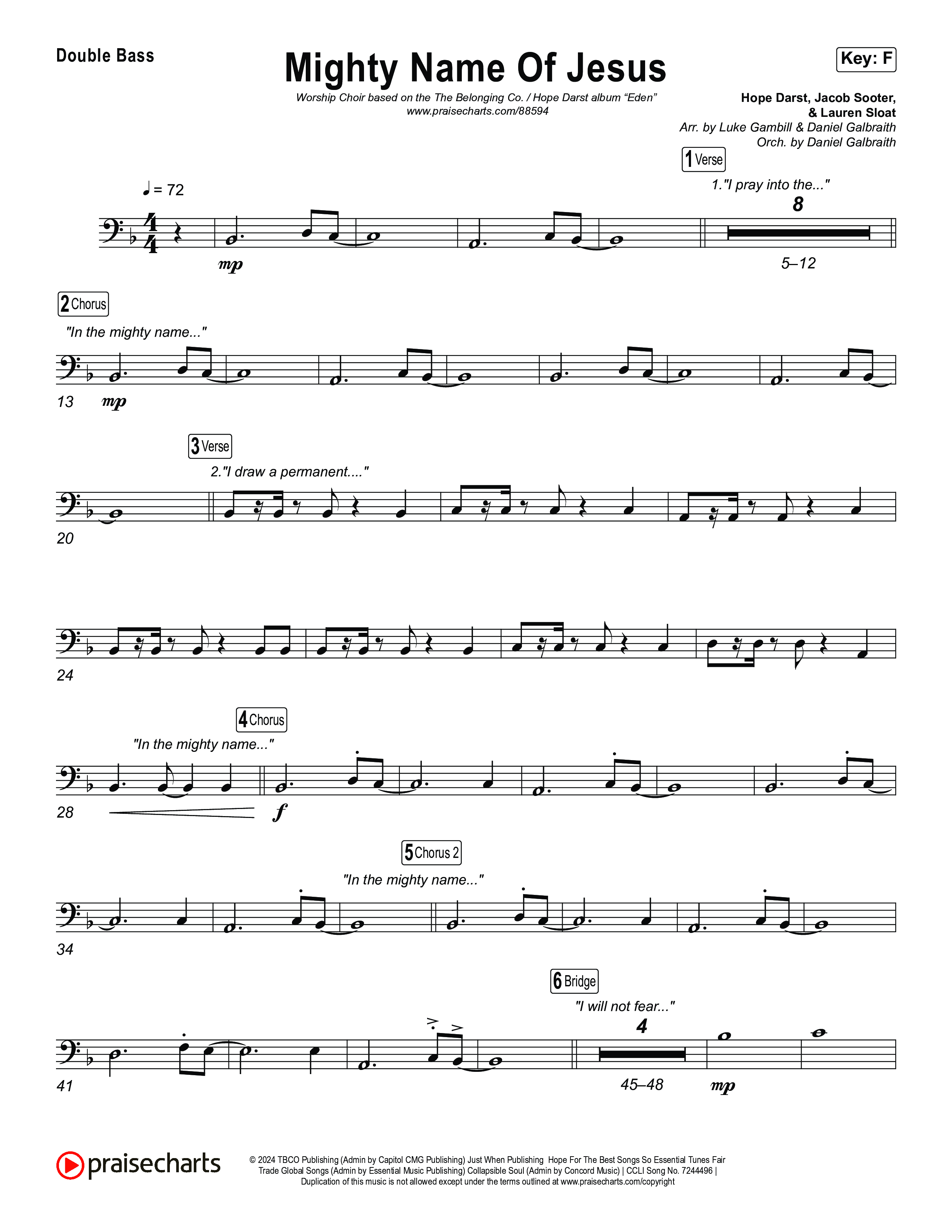 Mighty Name Of Jesus (Worship Choir/SAB) Double Bass (The Belonging Co / Hope Darst / Arr. Luke Gambill)