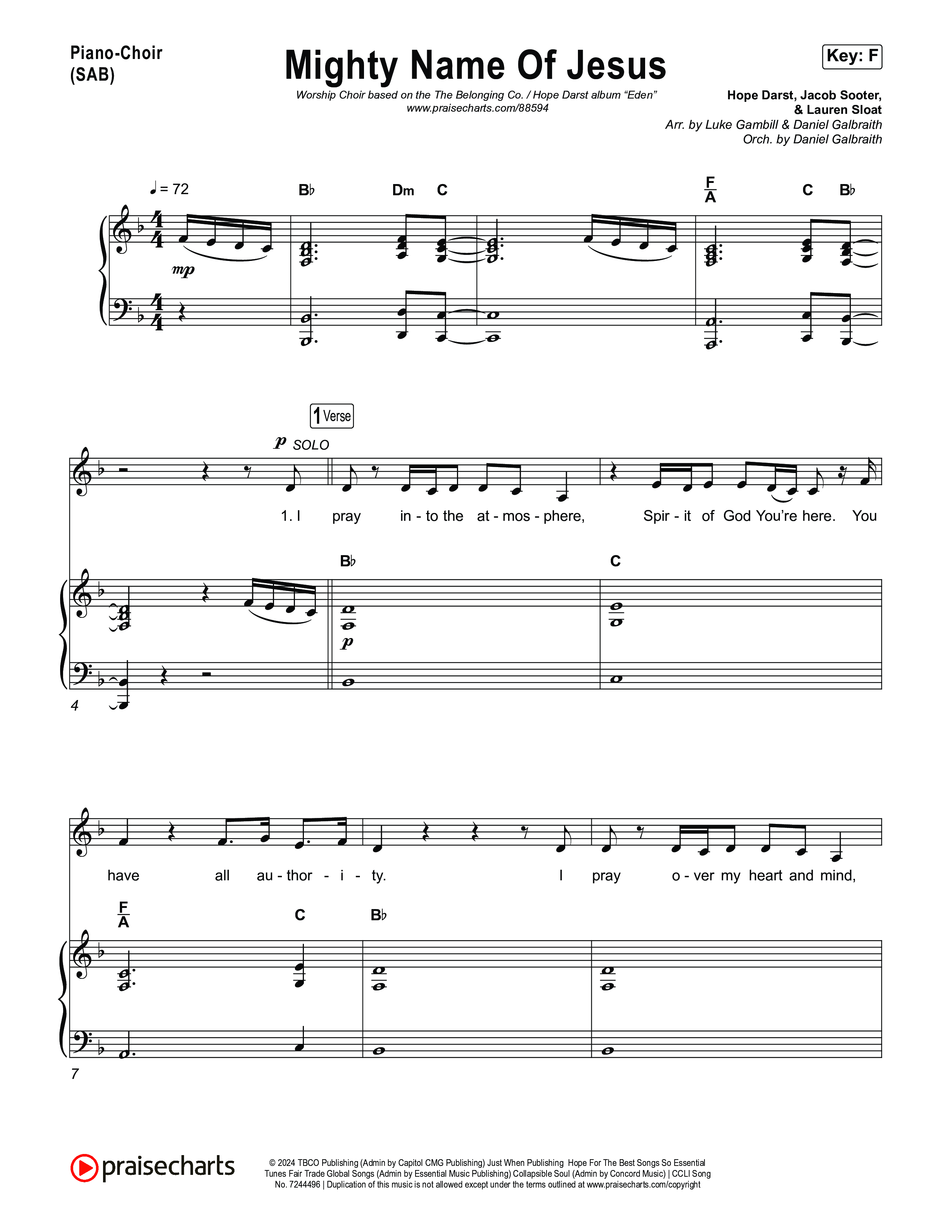 Mighty Name Of Jesus (Worship Choir/SAB) Piano/Choir (SAB) (The Belonging Co / Hope Darst / Arr. Luke Gambill)