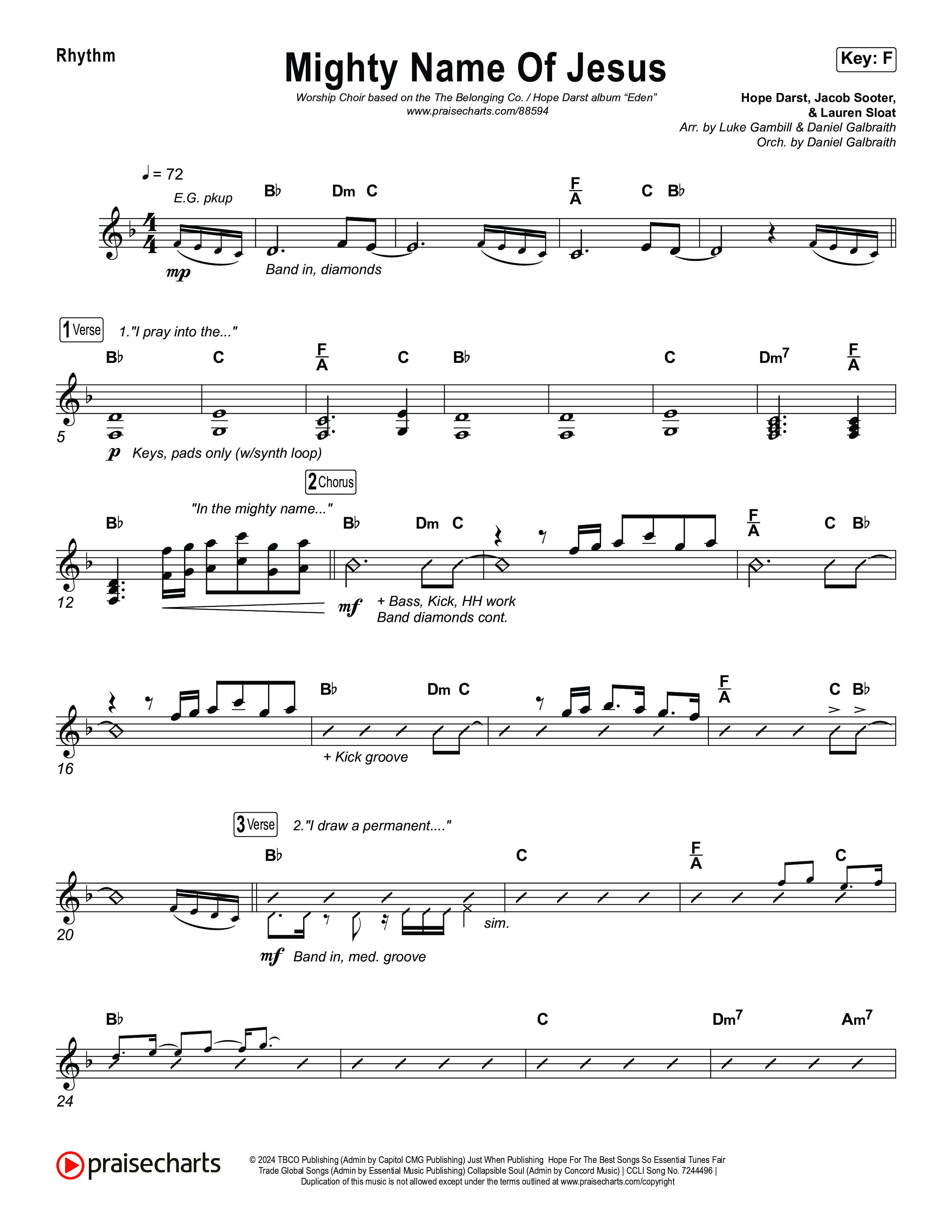 Mighty Name Of Jesus (Worship Choir/SAB) Rhythm Chart (The Belonging Co / Hope Darst / Arr. Luke Gambill)