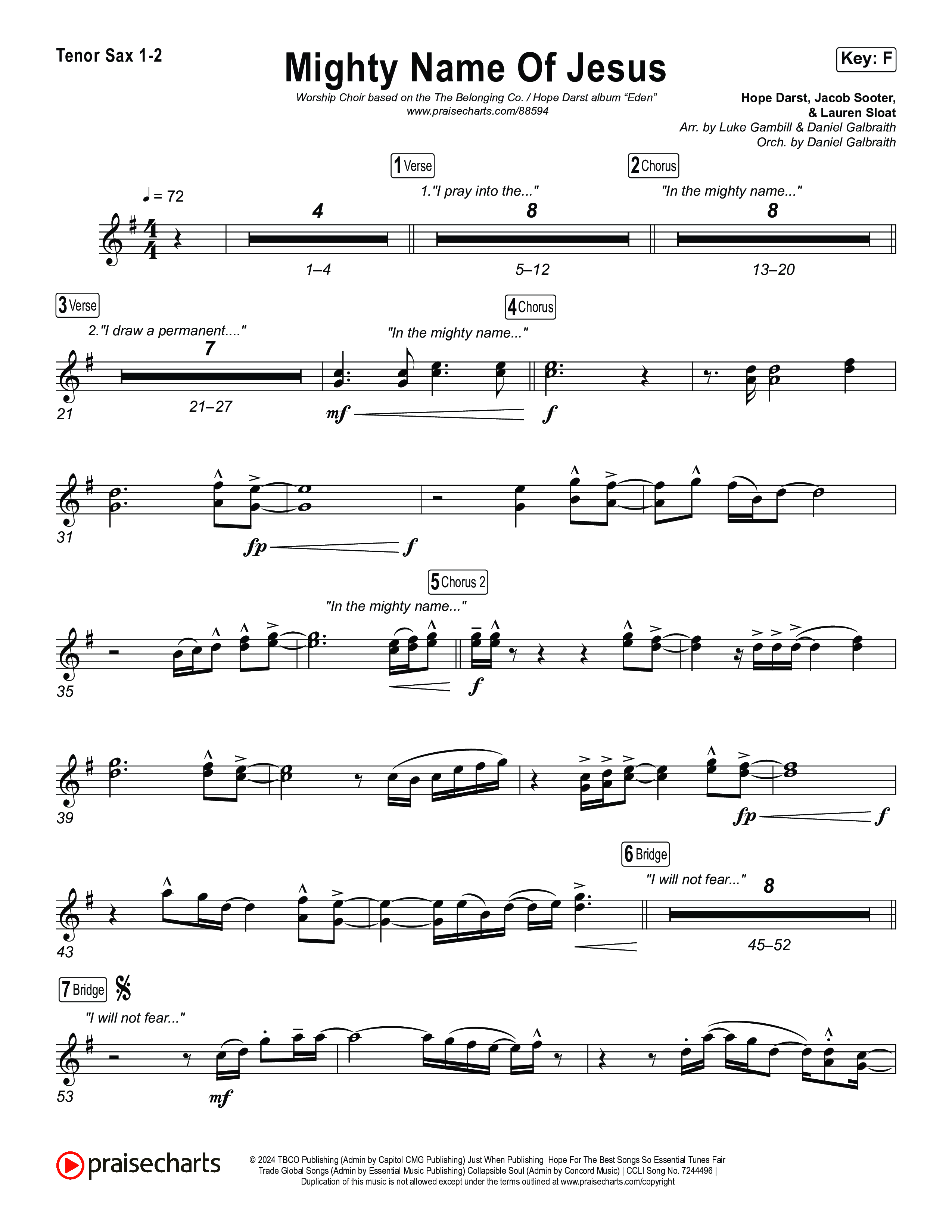 Mighty Name Of Jesus (Worship Choir/SAB) Sax Pack (The Belonging Co / Hope Darst / Arr. Luke Gambill)