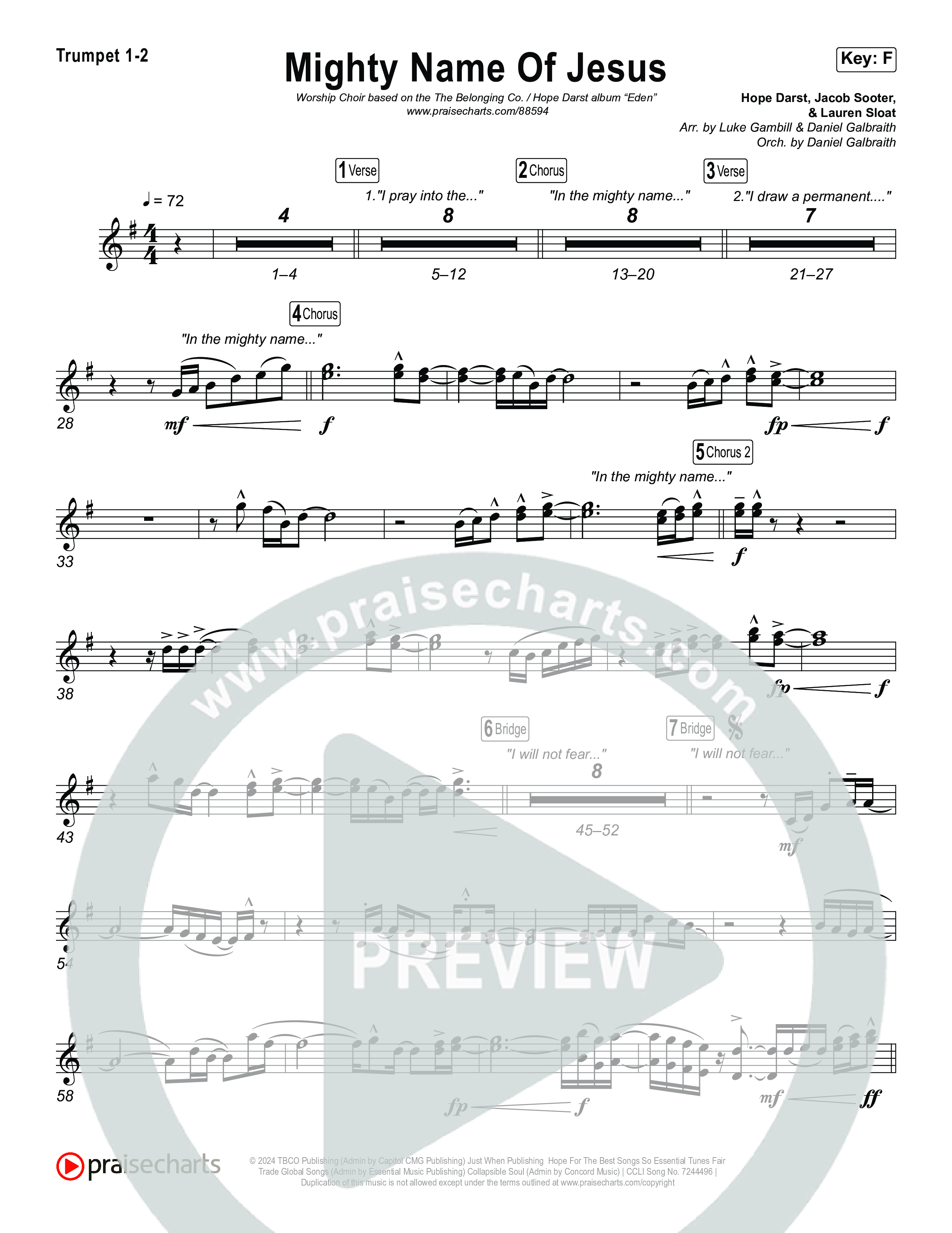 Mighty Name Of Jesus (Worship Choir/SAB) Brass Pack (The Belonging Co / Hope Darst / Arr. Luke Gambill)