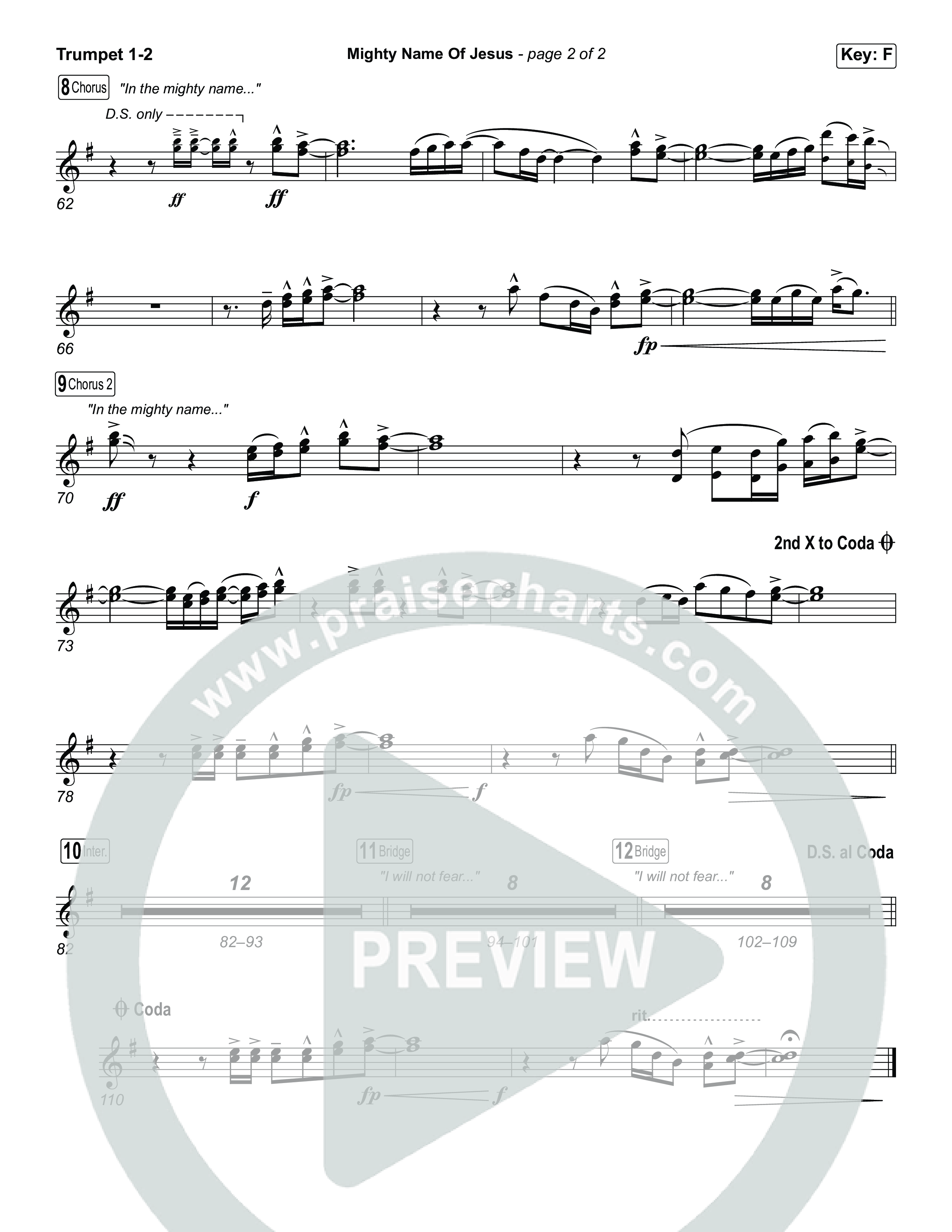 Mighty Name Of Jesus (Worship Choir/SAB) Trumpet 1,2 (The Belonging Co / Hope Darst / Arr. Luke Gambill)