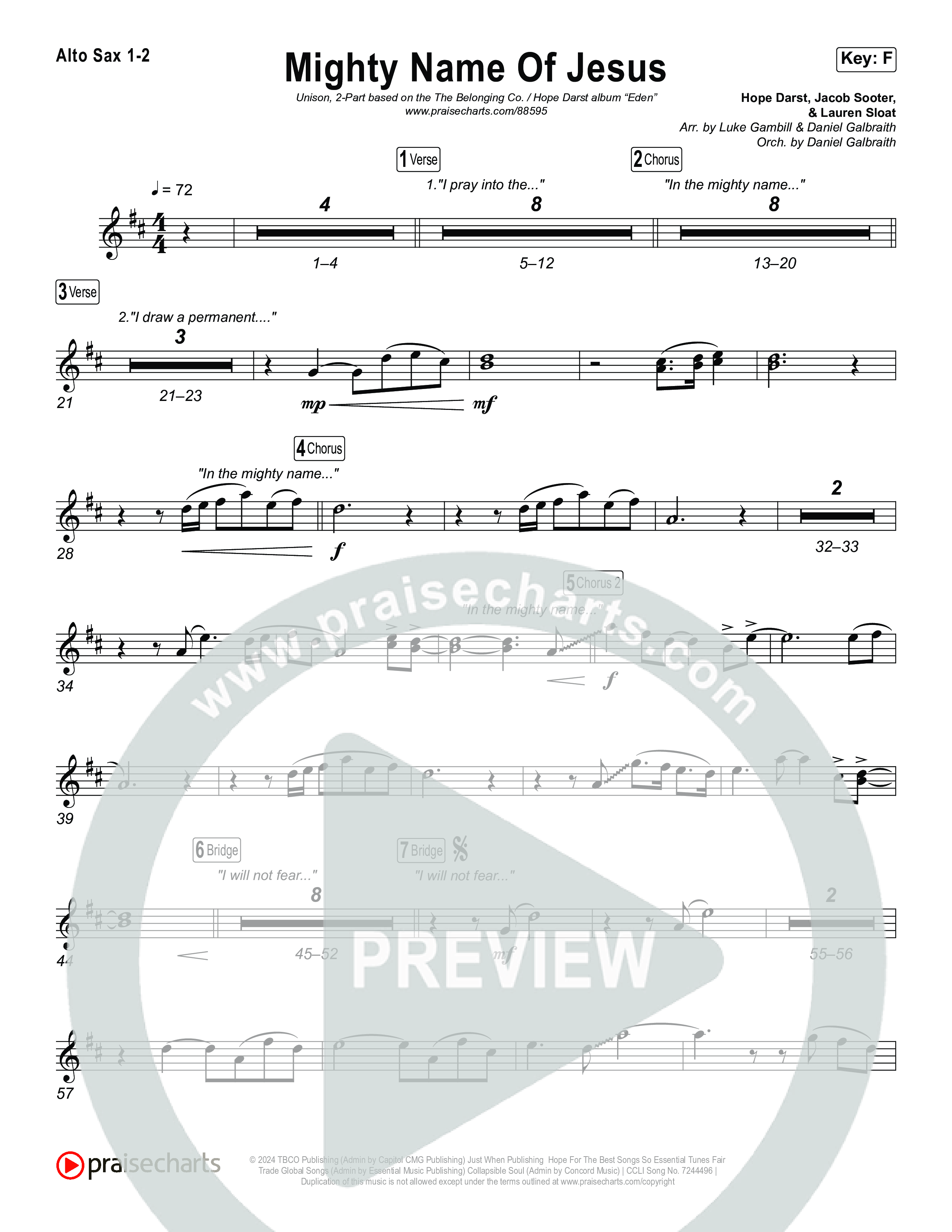 Mighty Name Of Jesus (Unison/2-Part) Alto Sax 1/2 (The Belonging Co / Hope Darst / Arr. Luke Gambill)