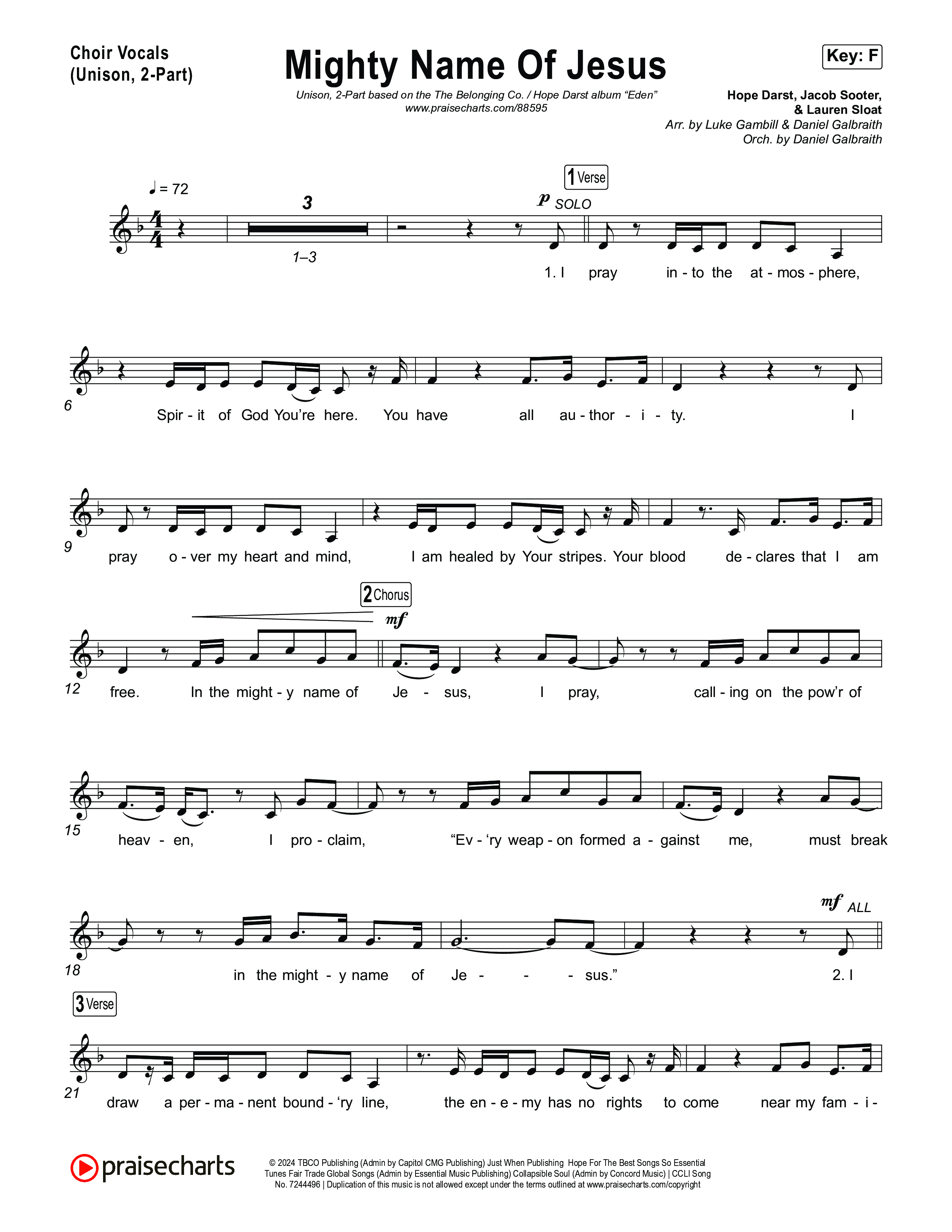 Mighty Name Of Jesus (Unison/2-Part) Choir Vocals (Uni/2-Part) (The Belonging Co / Hope Darst / Arr. Luke Gambill)