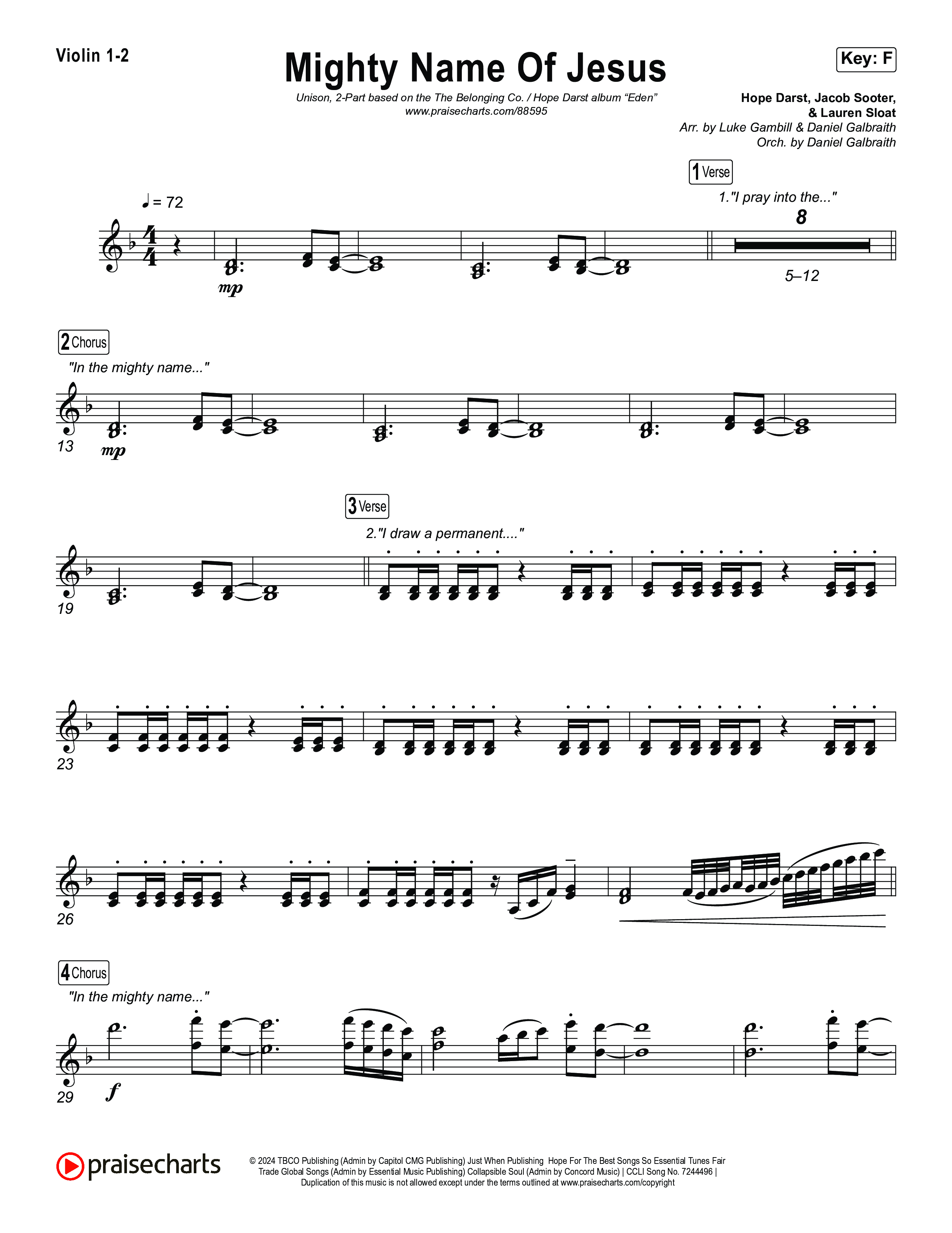 Mighty Name Of Jesus (Unison/2-Part) String Pack (The Belonging Co / Hope Darst / Arr. Luke Gambill)