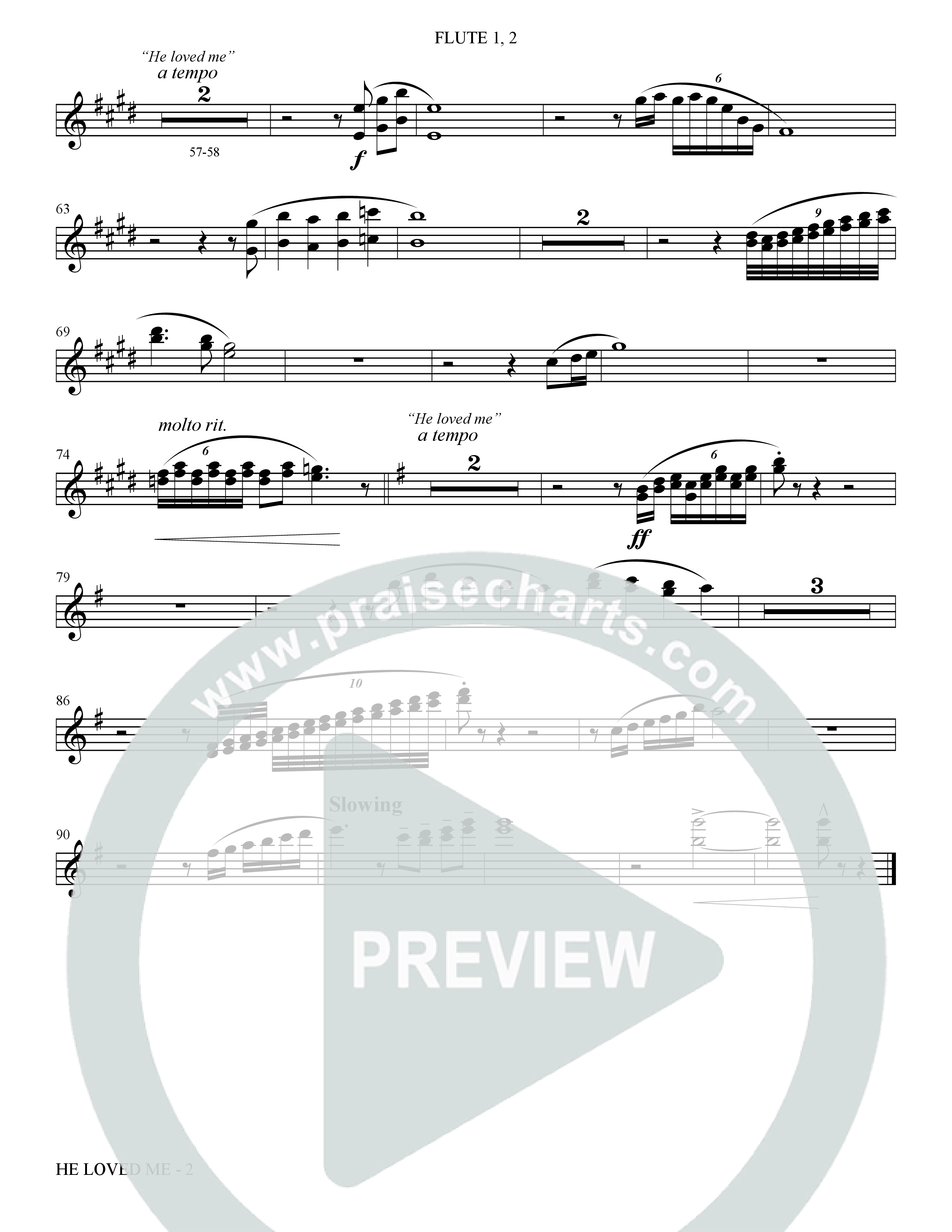 He Loved Me (Choral Anthem SATB) Flute 1/2 (The Brooklyn Tabernacle Choir / Arr. Carol Cymbala / Orch. J. Daniel Smith)