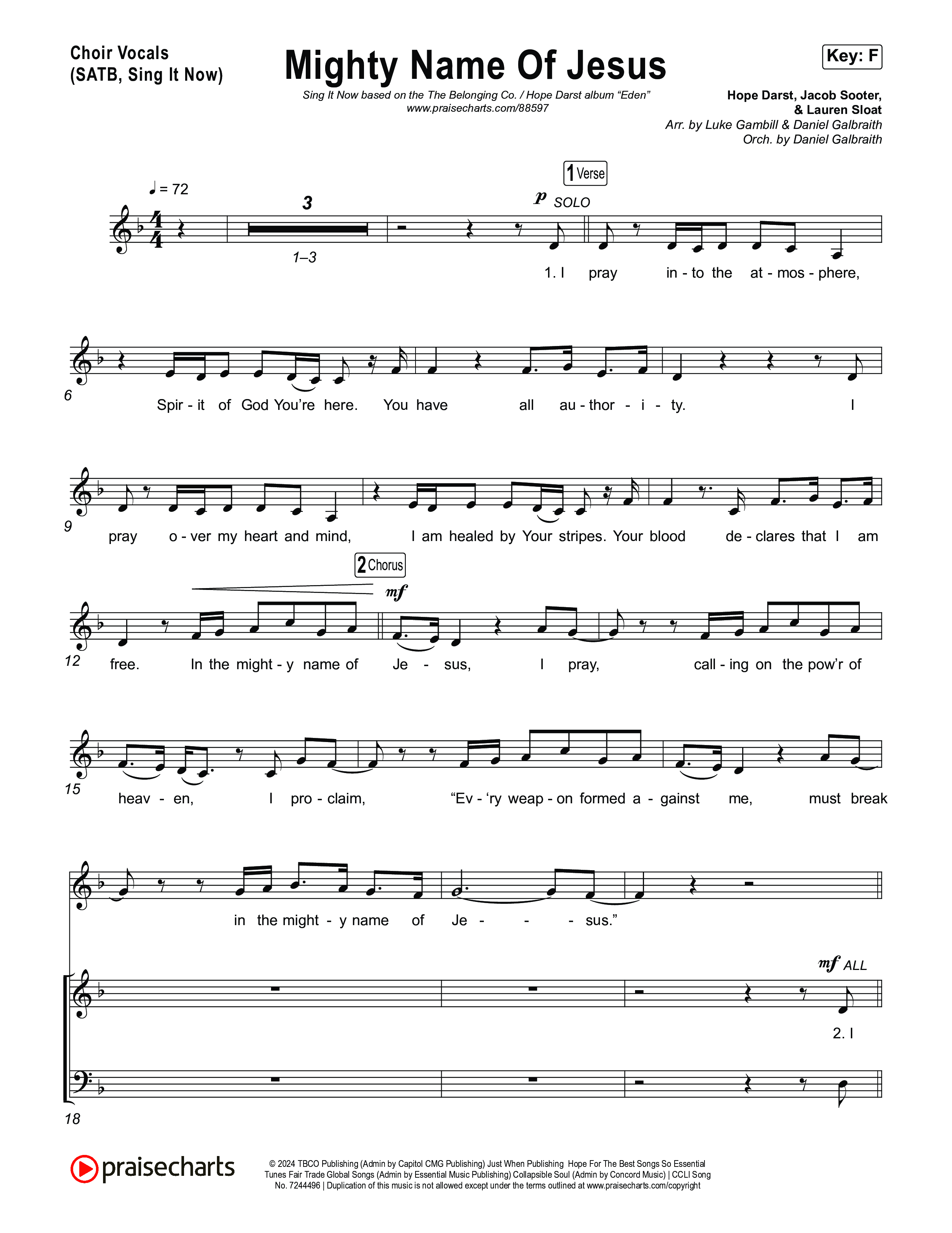 Mighty Name Of Jesus (Sing It Now) Choir Sheet (SATB) (The Belonging Co / Hope Darst / Arr. Luke Gambill)