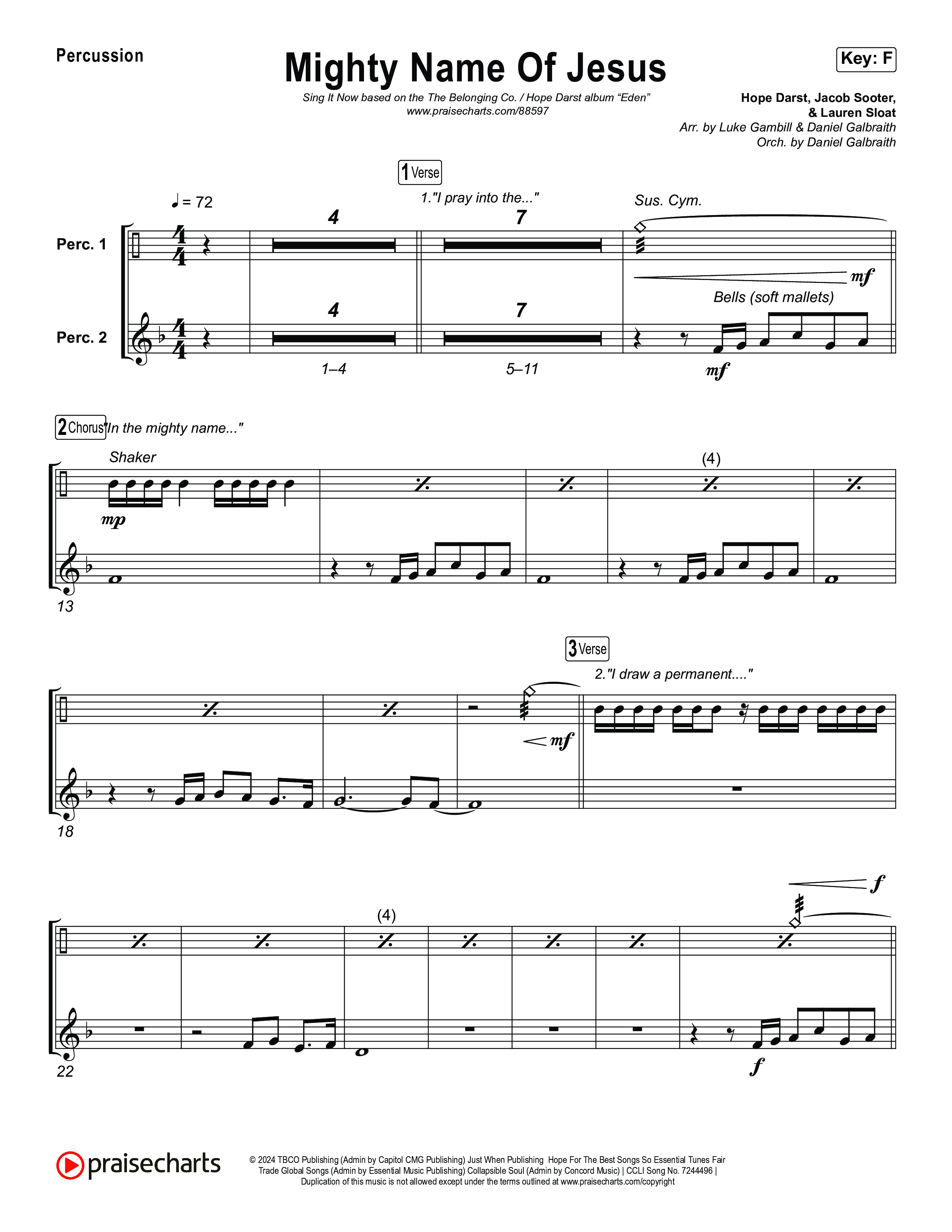 Mighty Name Of Jesus (Sing It Now) Percussion (The Belonging Co / Hope Darst / Arr. Luke Gambill)