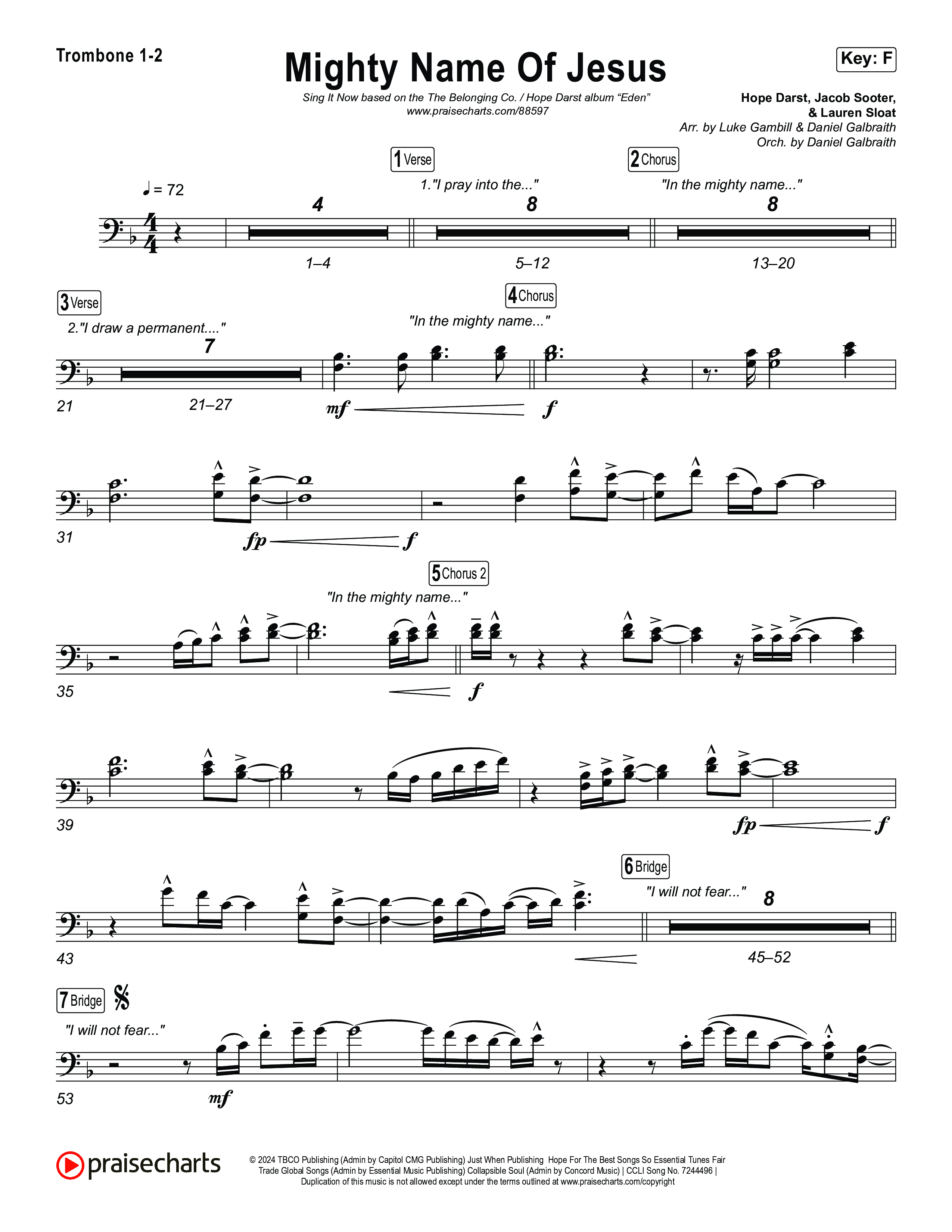 Mighty Name Of Jesus (Sing It Now) Trombone 1/2 (The Belonging Co / Hope Darst / Arr. Luke Gambill)