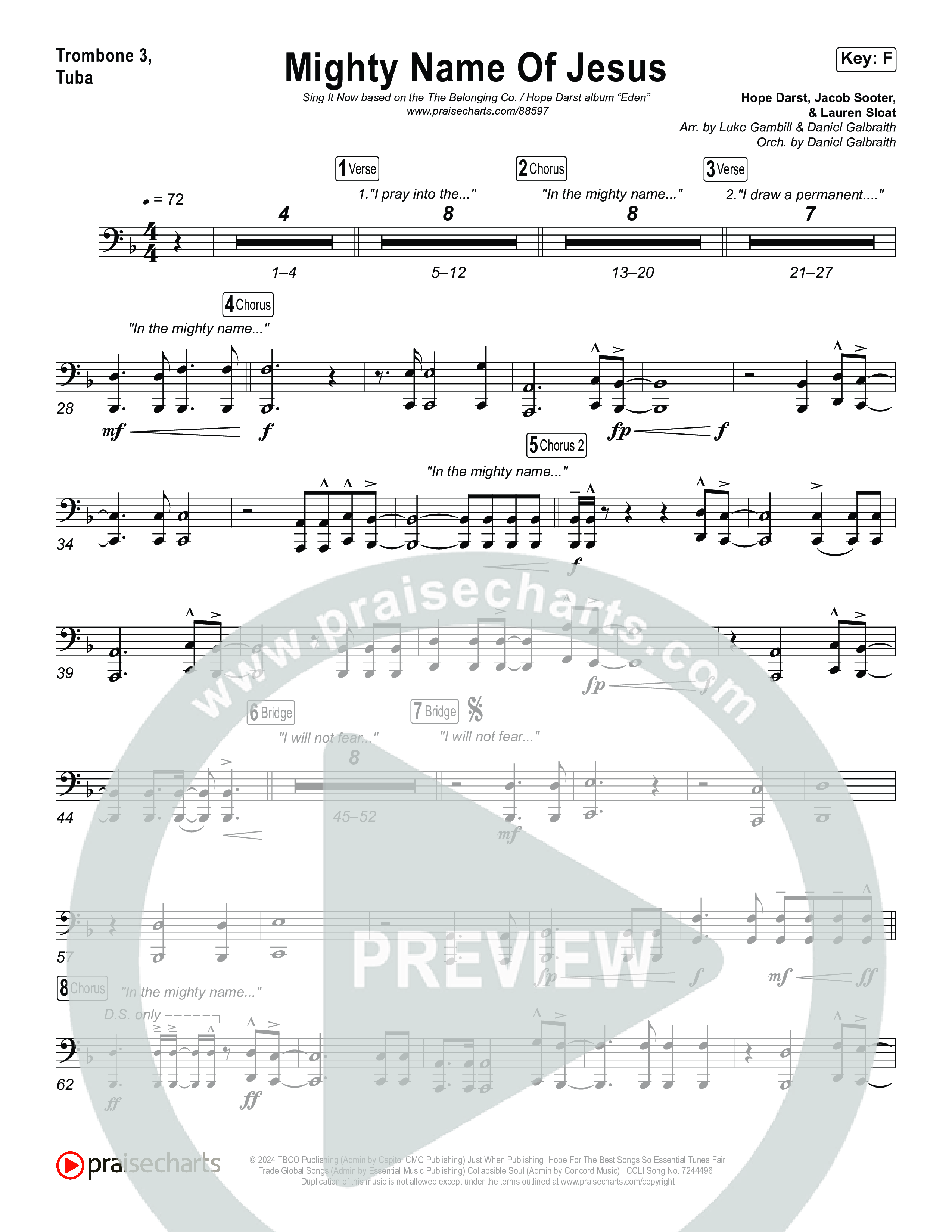 Mighty Name Of Jesus (Sing It Now) Trombone 3/Tuba (The Belonging Co / Hope Darst / Arr. Luke Gambill)