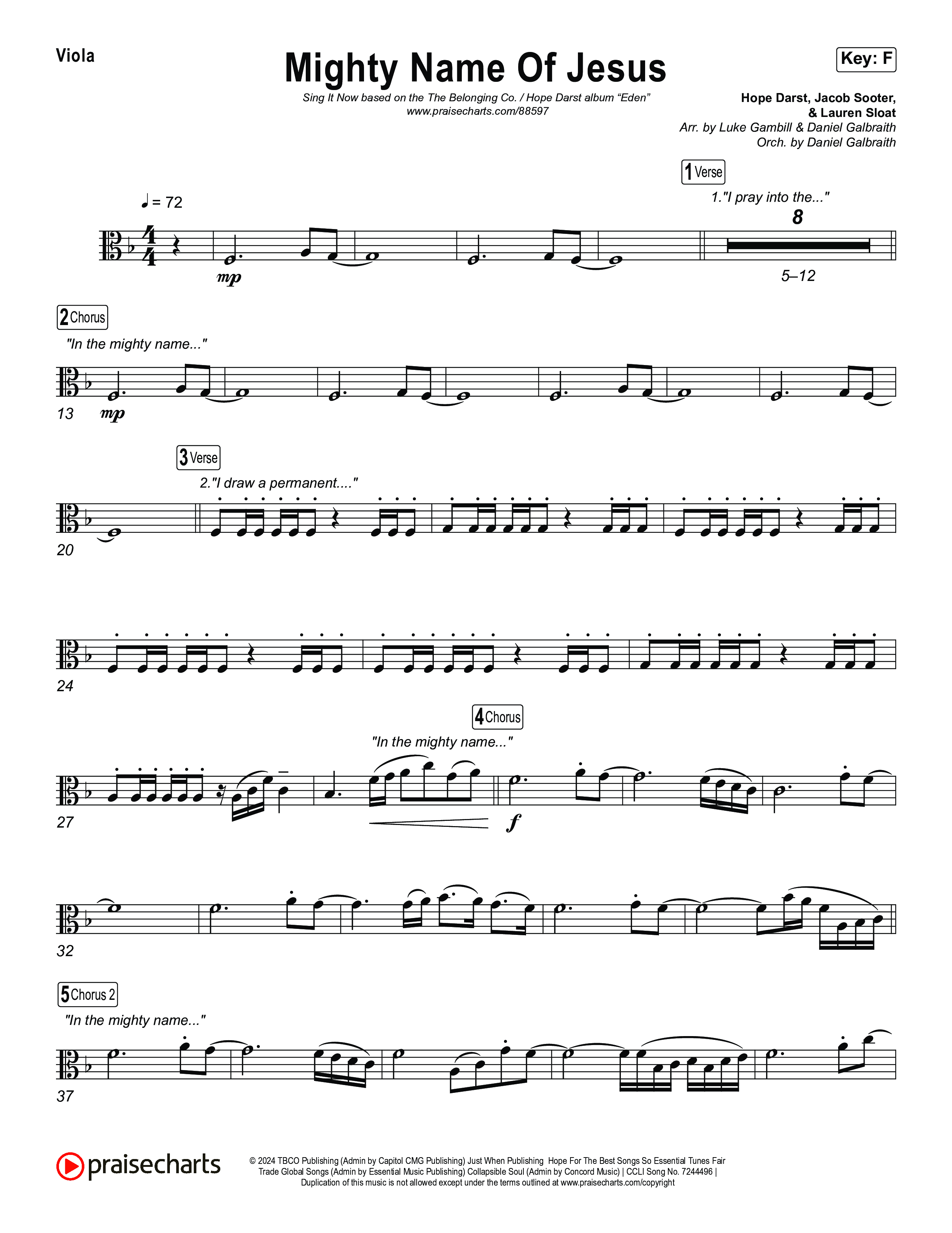 Mighty Name Of Jesus (Sing It Now) Viola (The Belonging Co / Hope Darst / Arr. Luke Gambill)